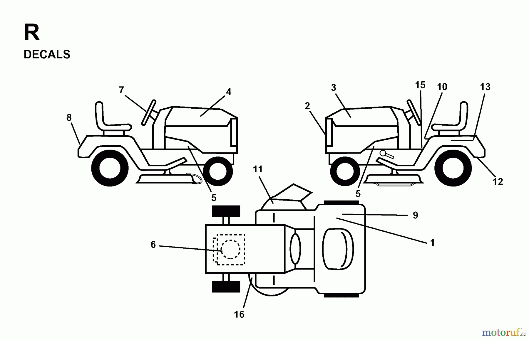  Jonsered Rasen  und Garten Traktoren LR12 (1998-04) - Jonsered Lawn & Garden Tractor (Canada) DECALS