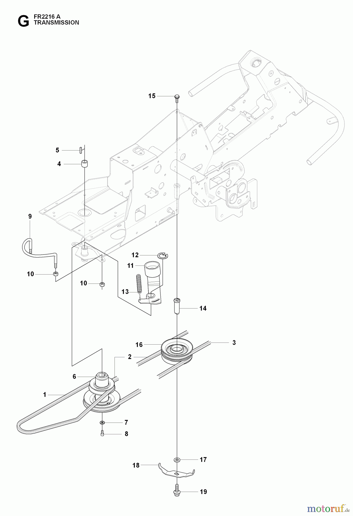 Jonsered Reitermäher FR2216 A (965190501) - Jonsered Rear-Engine Riding Mower (2009-02) TRANSMISSION #2