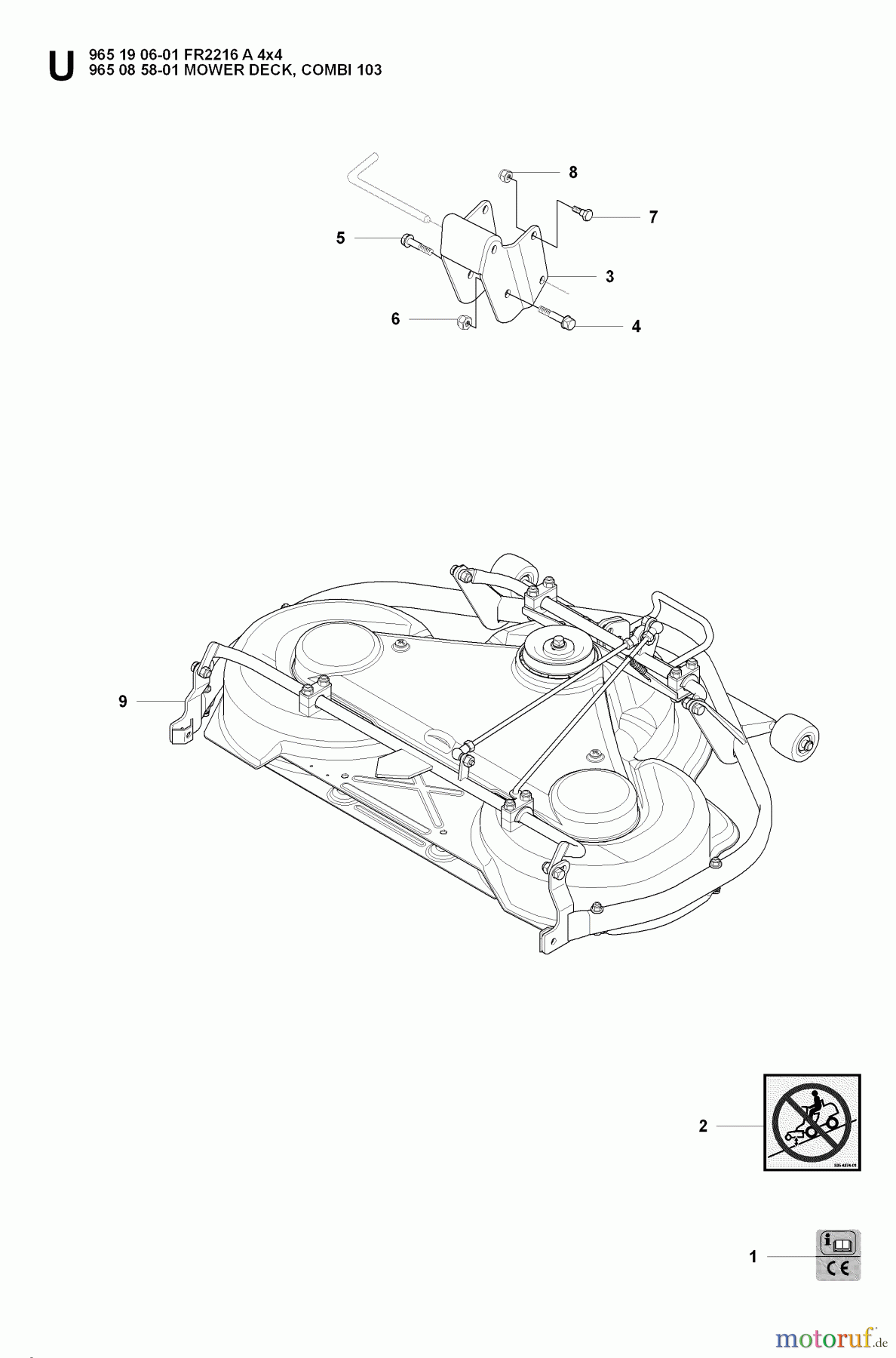 Jonsered Reitermäher FR2216 A 4X4 - Jonsered Rear-Engine Riding Mower (2008-01) 103CM CUTTING DECK #1