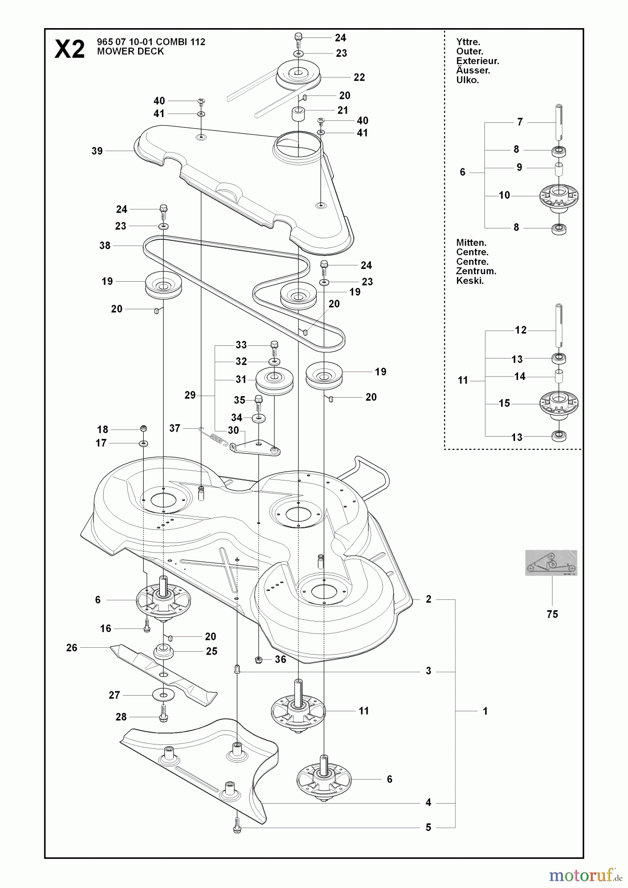  Jonsered Reitermäher FR2216 A 4X4 - Jonsered Rear-Engine Riding Mower (2008-01) 44 /112CM CUTTING DECK #1