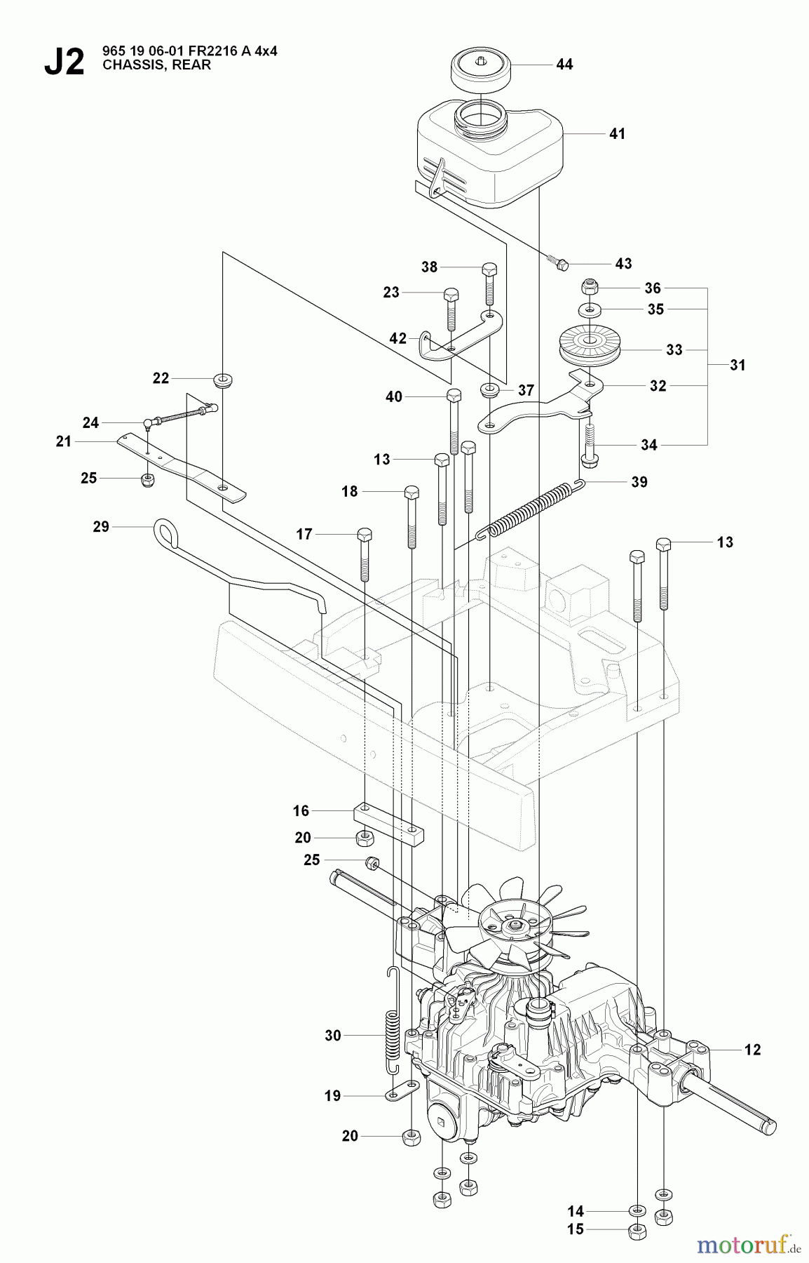  Jonsered Reitermäher FR2216 A 4X4 - Jonsered Rear-Engine Riding Mower (2008-01) CHASSIS ENCLOSURES #1