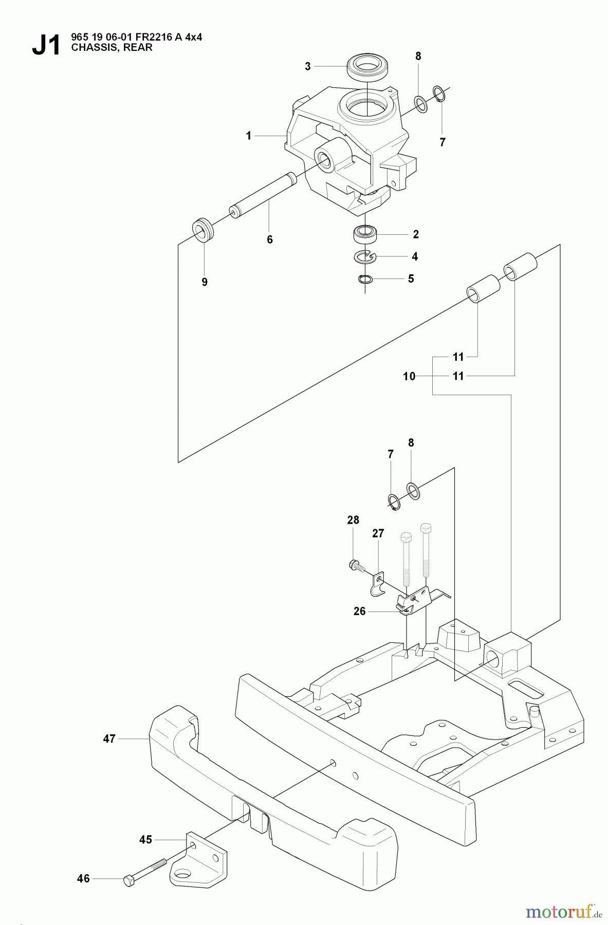 Jonsered Reitermäher FR2216 A 4X4 - Jonsered Rear-Engine Riding Mower (2008-01) CHASSIS ENCLOSURES #2