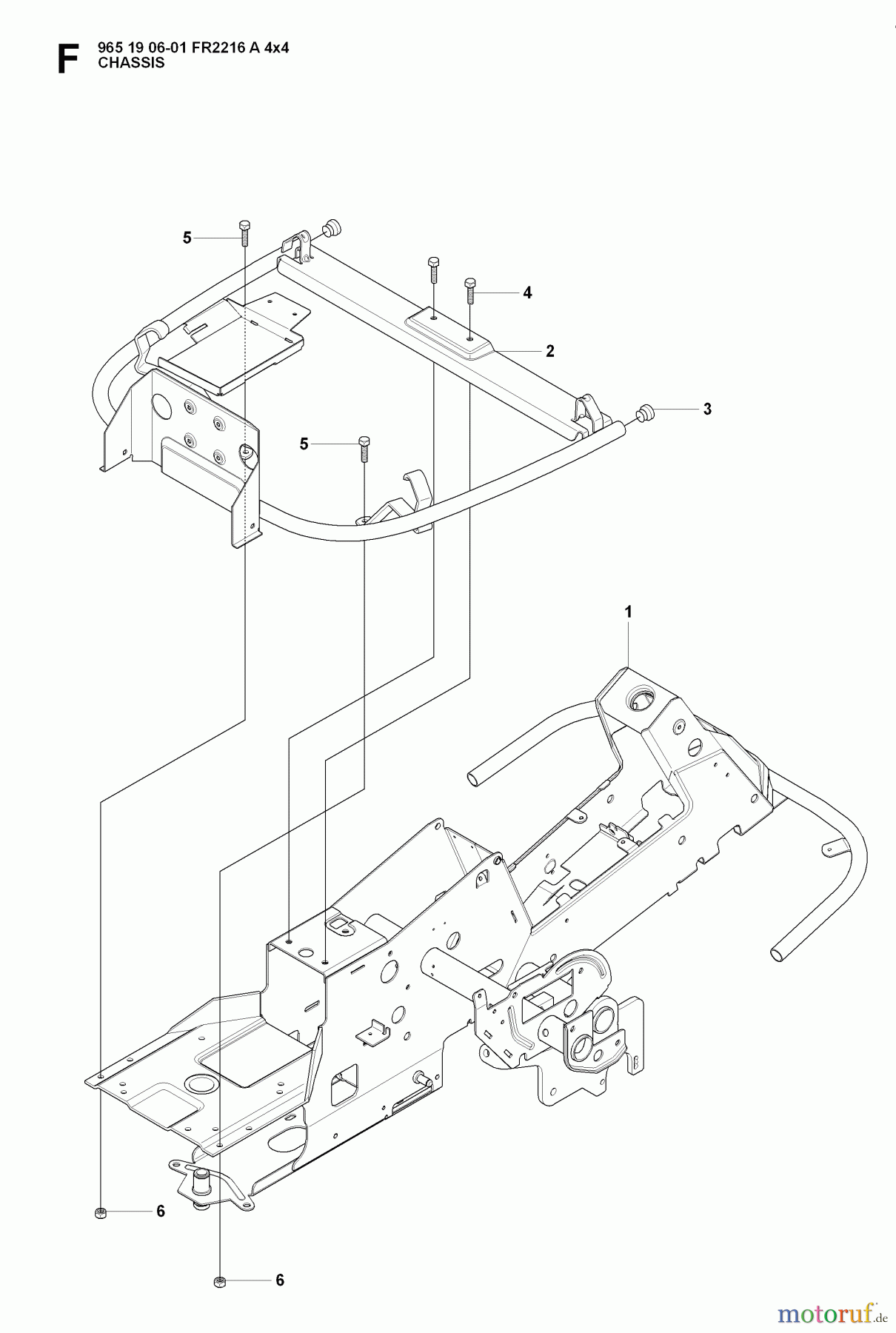  Jonsered Reitermäher FR2216 A 4X4 - Jonsered Rear-Engine Riding Mower (2008-01) CHASSIS / FRAME