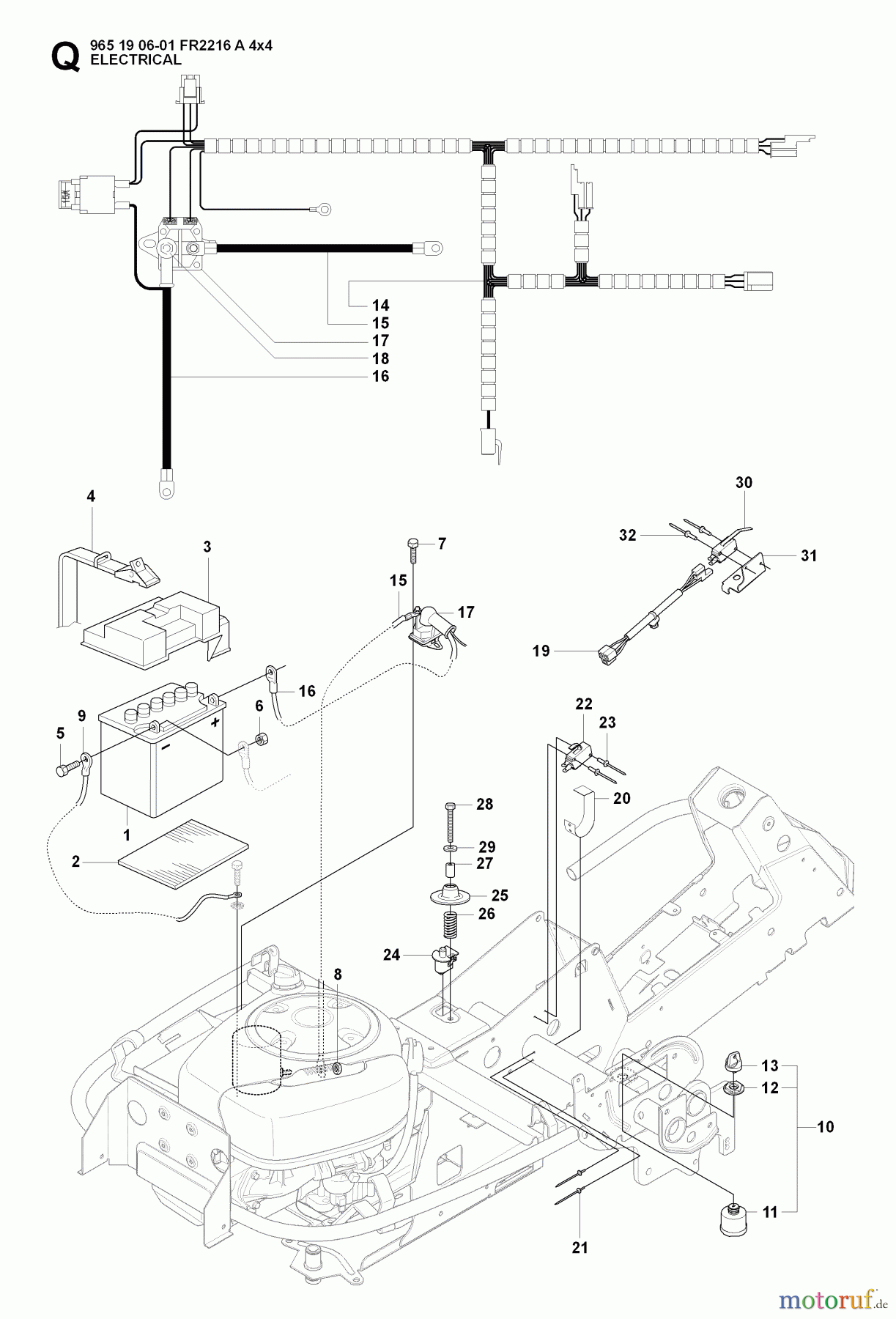 Jonsered Reitermäher FR2216 A 4X4 - Jonsered Rear-Engine Riding Mower (2008-01) ELECTRICAL