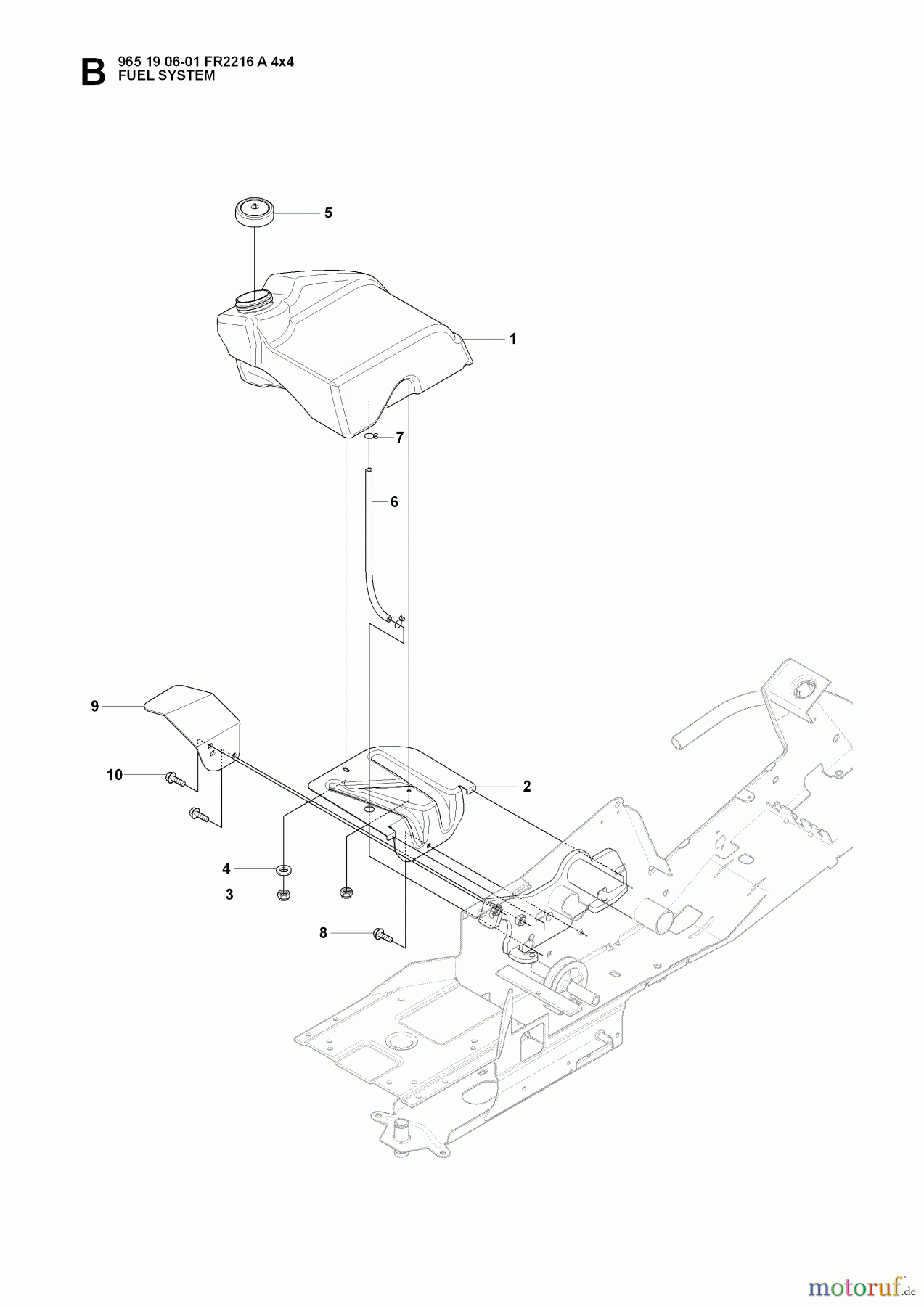 Jonsered Reitermäher FR2216 A 4X4 - Jonsered Rear-Engine Riding Mower (2008-01) FUEL SYSTEM