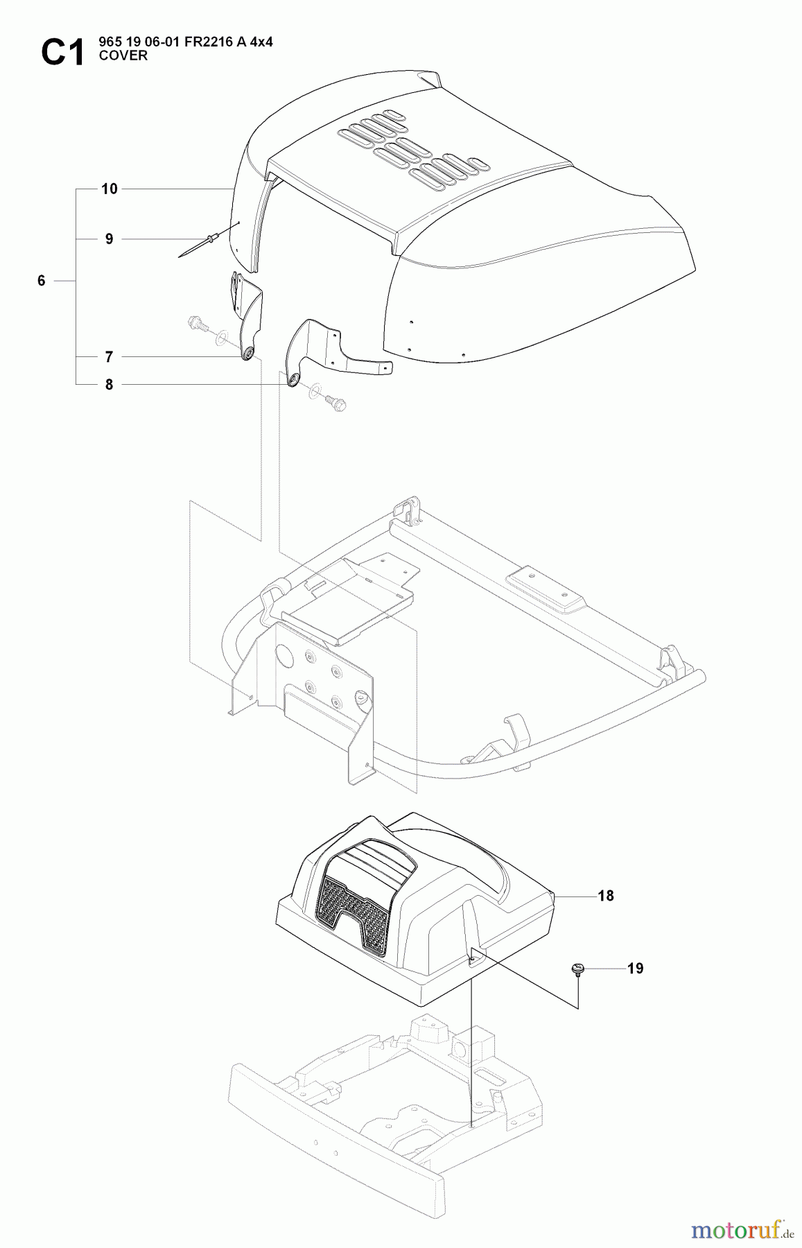 Jonsered Reitermäher FR2216 A 4X4 - Jonsered Rear-Engine Riding Mower (2008-01) HOOD