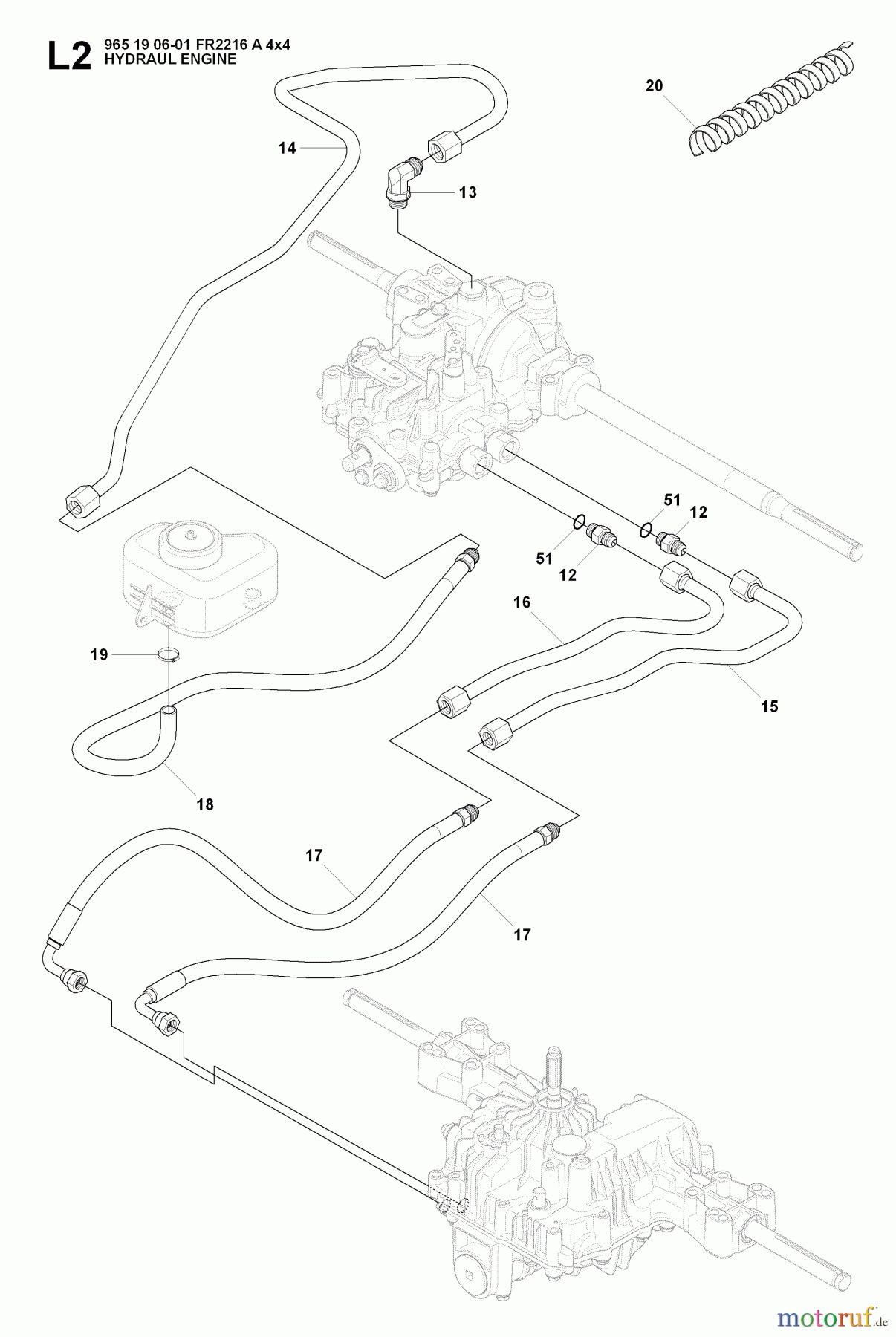 Jonsered Reitermäher FR2216 A 4X4 - Jonsered Rear-Engine Riding Mower (2008-01) HYDRAULIC PUMP- MOTOR #1
