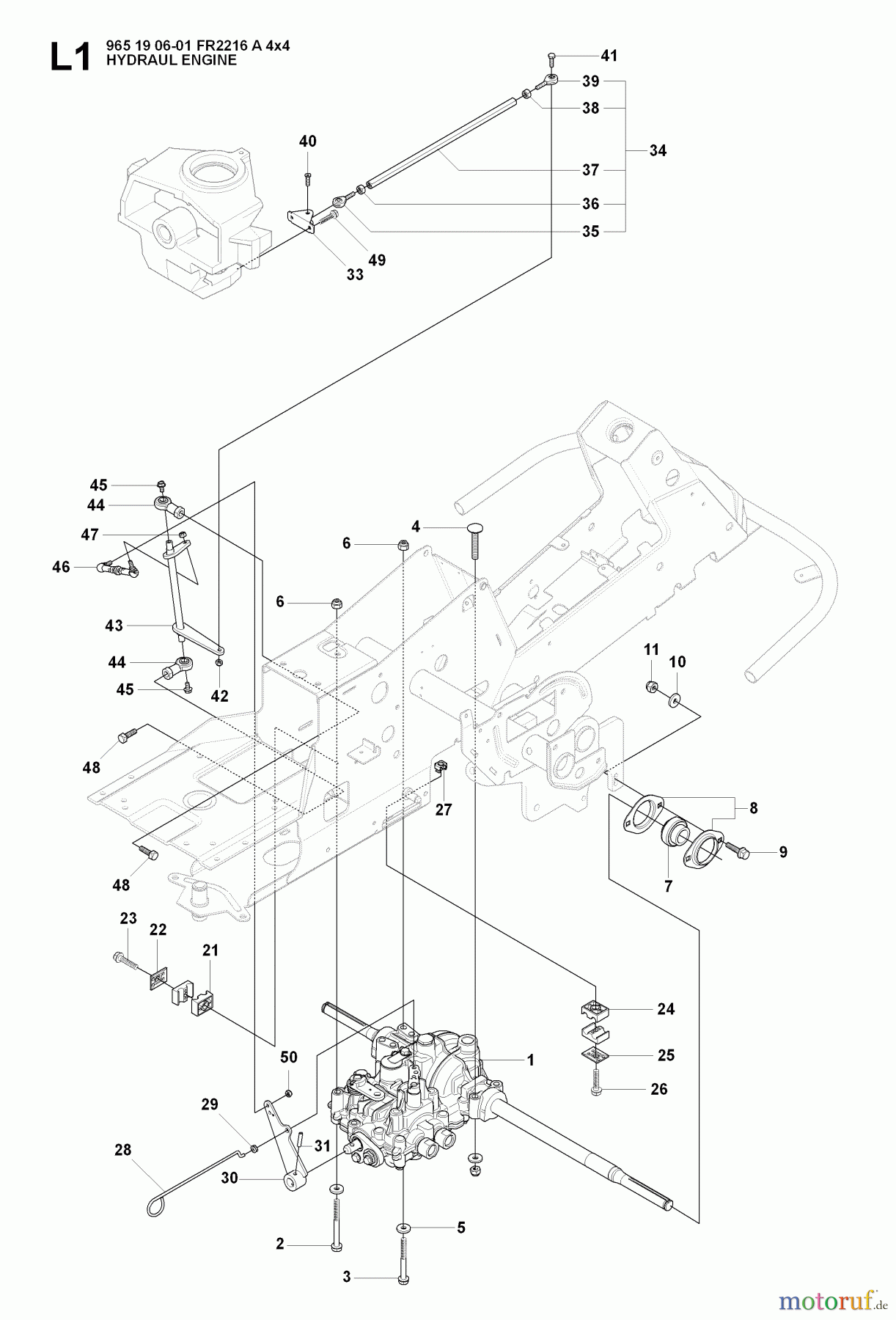 Jonsered Reitermäher FR2216 A 4X4 - Jonsered Rear-Engine Riding Mower (2008-01) HYDRAULIC PUMP- MOTOR #2