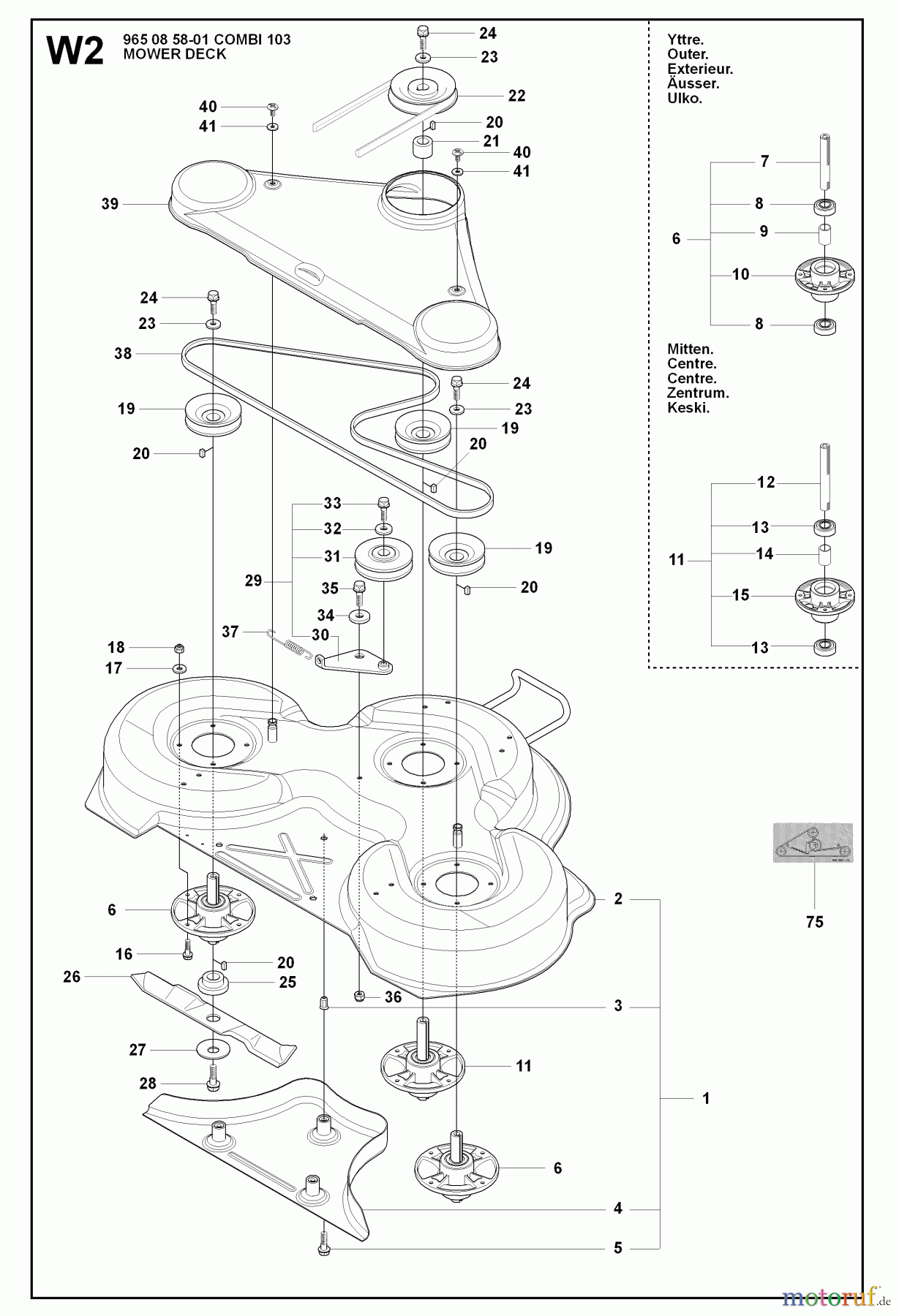 Jonsered Reitermäher FR2216 A 4X4 - Jonsered Rear-Engine Riding Mower (2008-01) MOWER DECK / CUTTING DECK