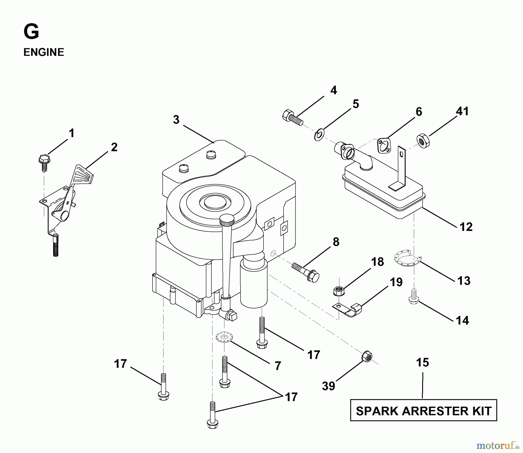  Jonsered Rasen  und Garten Traktoren LR12 (1998-04) - Jonsered Lawn & Garden Tractor (Canada) ENGINE CUTTING EQUIPMENT