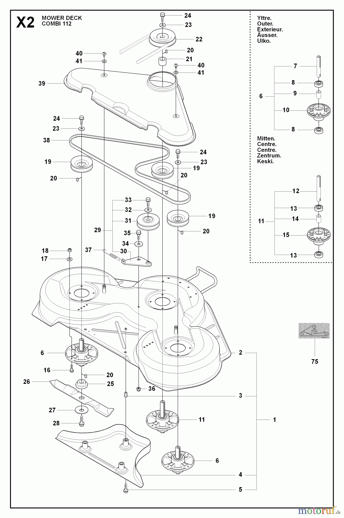 Jonsered Reitermäher FR2216 A 4X4 - Jonsered Rear-Engine Riding Mower (2009-04) 44 /112CM CUTTING DECK #1