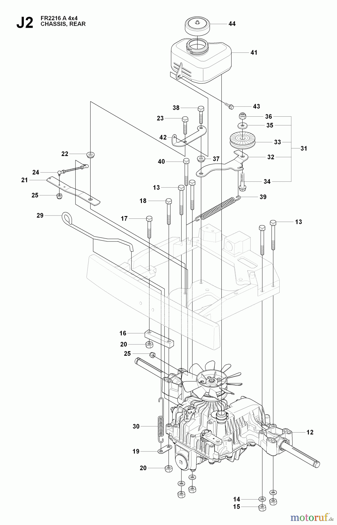 Jonsered Reitermäher FR2216 A 4X4 - Jonsered Rear-Engine Riding Mower (2009-04) CHASSIS ENCLOSURES #1