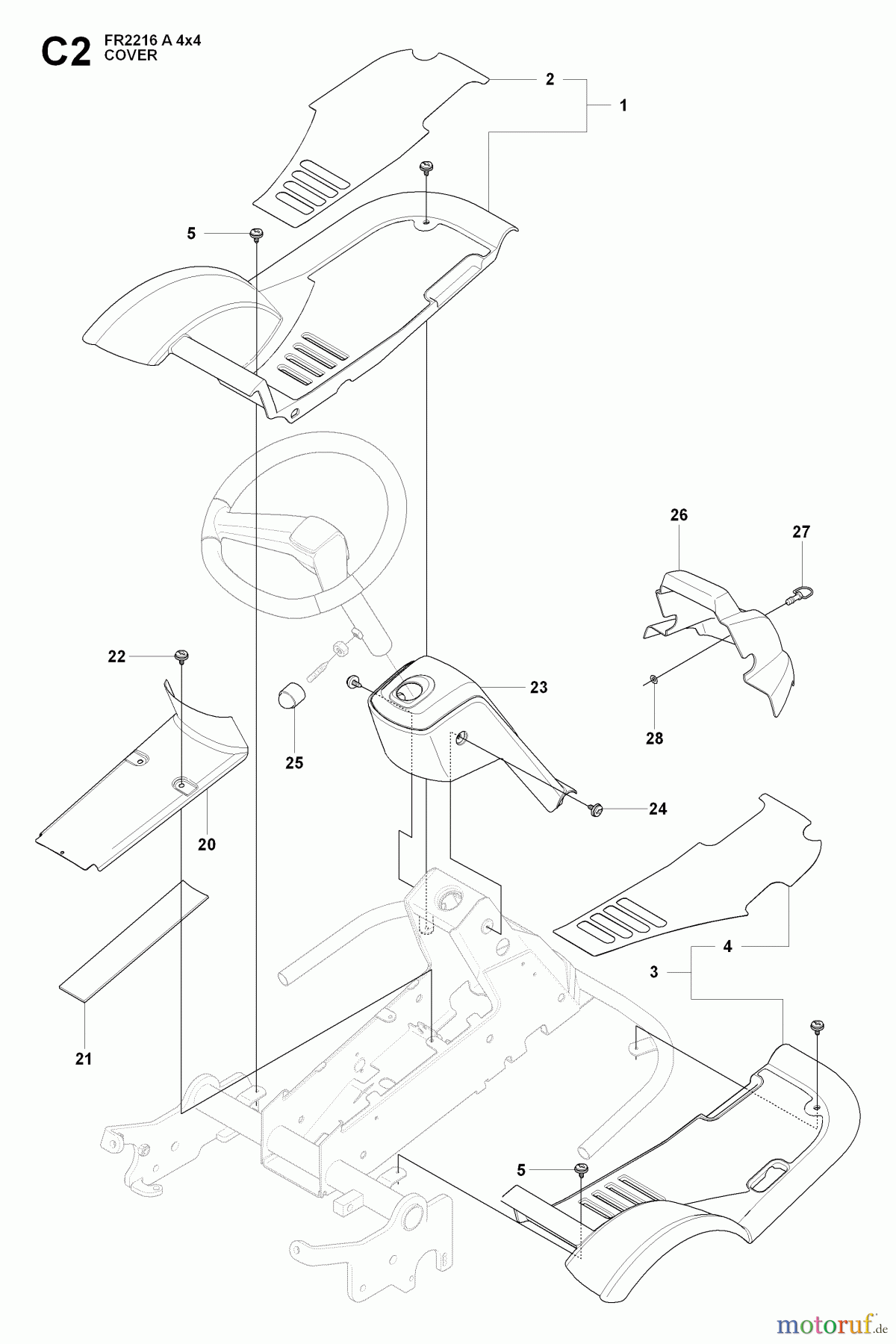 Jonsered Reitermäher FR2216 A 4X4 - Jonsered Rear-Engine Riding Mower (2009-04) COVER #2