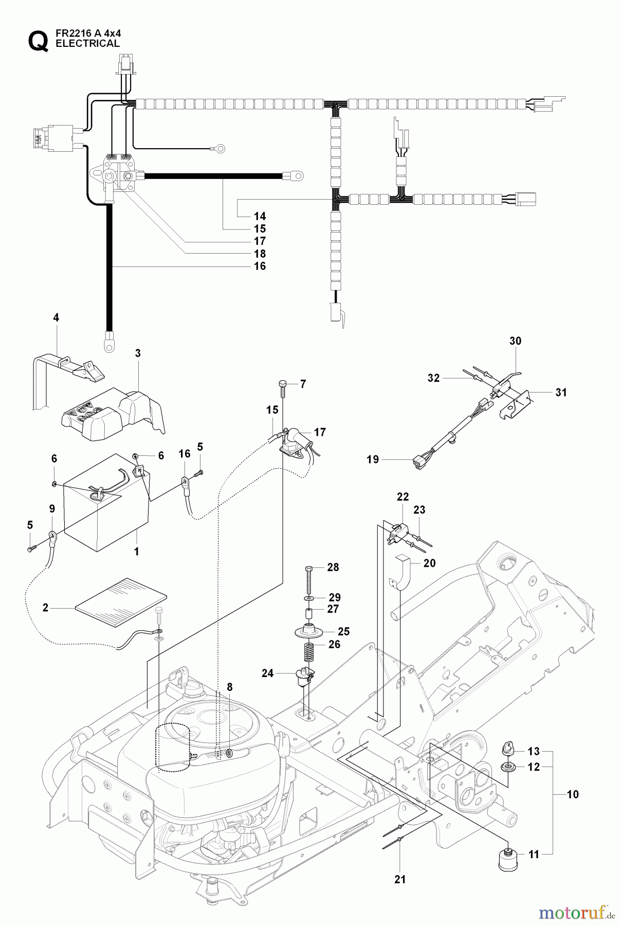 Jonsered Reitermäher FR2216 A 4X4 - Jonsered Rear-Engine Riding Mower (2009-04) ELECTRICAL