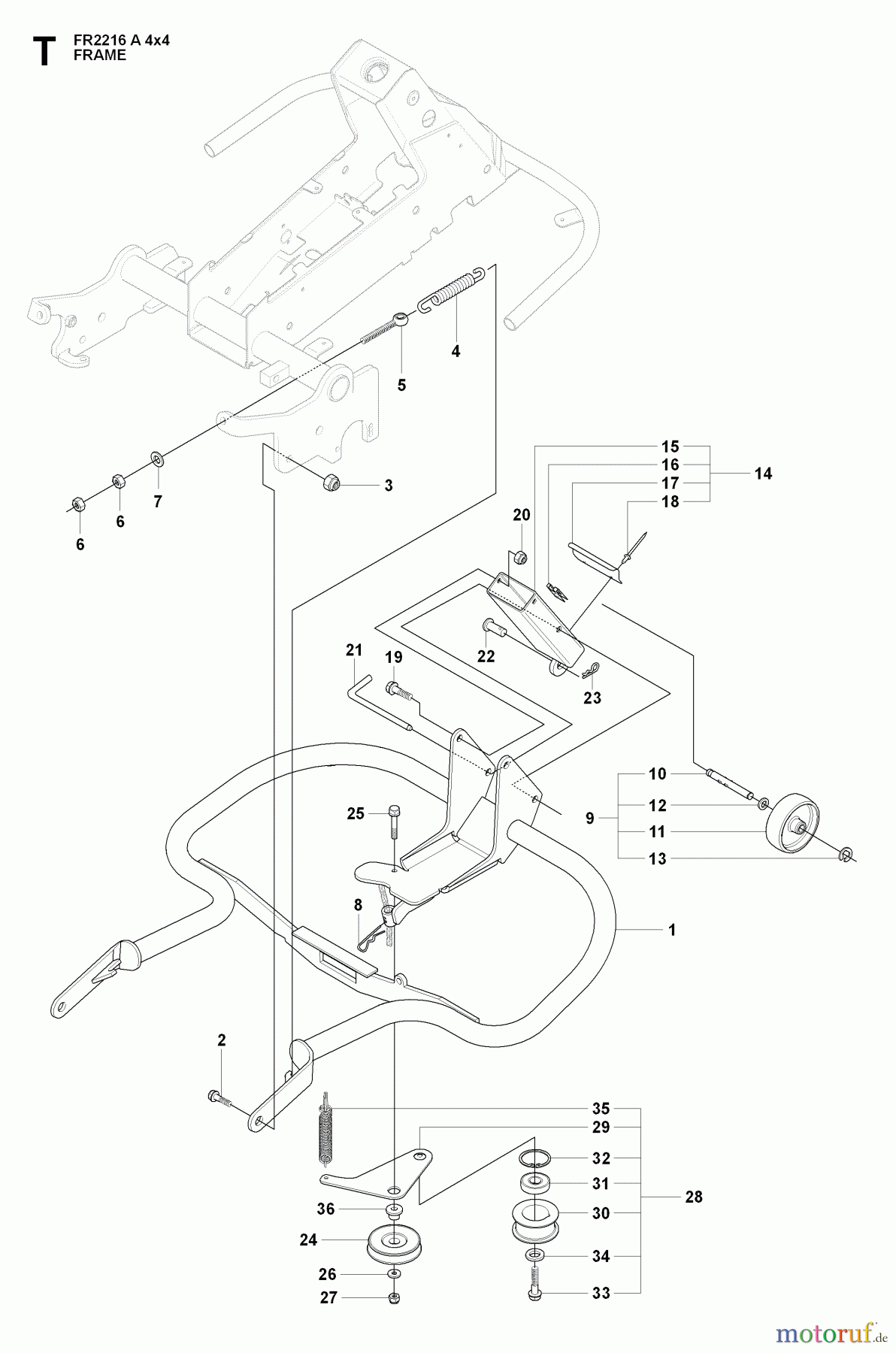 Jonsered Reitermäher FR2216 A 4X4 - Jonsered Rear-Engine Riding Mower (2009-04) FRAME