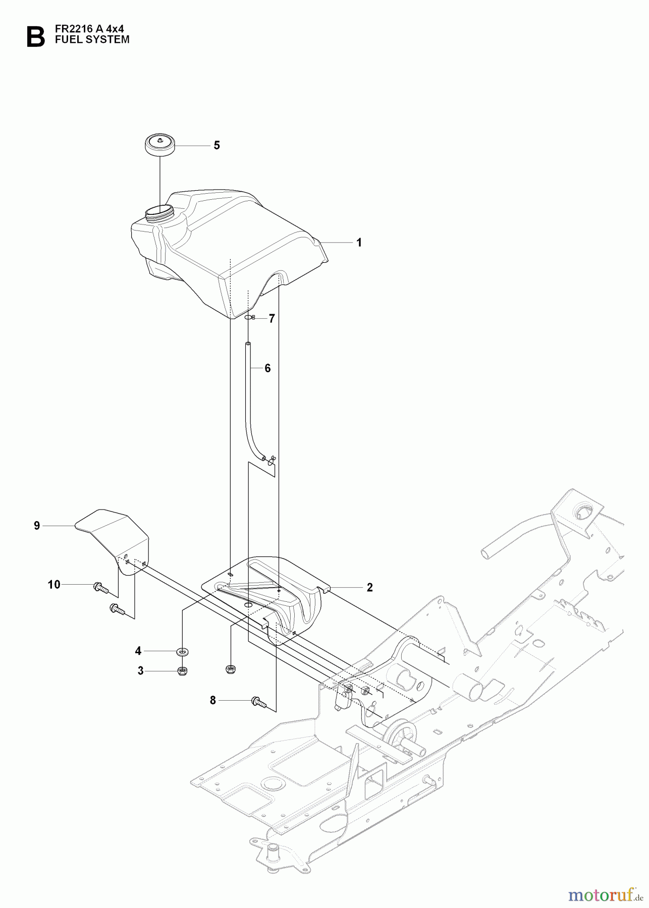 Jonsered Reitermäher FR2216 A 4X4 - Jonsered Rear-Engine Riding Mower (2009-04) FUEL SYSTEM
