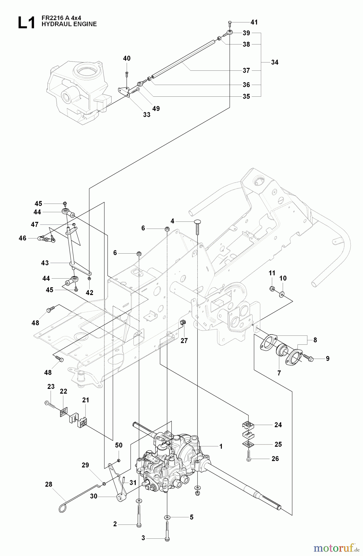 Jonsered Reitermäher FR2216 A 4X4 - Jonsered Rear-Engine Riding Mower (2009-04) HOOD #2