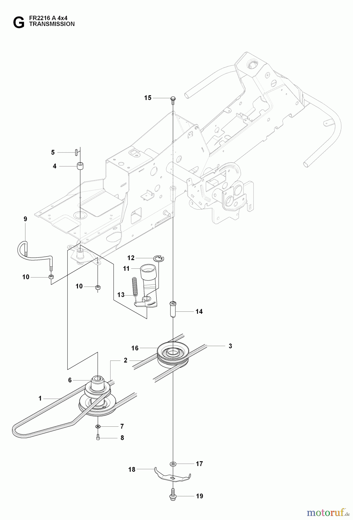 Jonsered Reitermäher FR2216 A 4X4 - Jonsered Rear-Engine Riding Mower (2009-04) TRANSMISSION