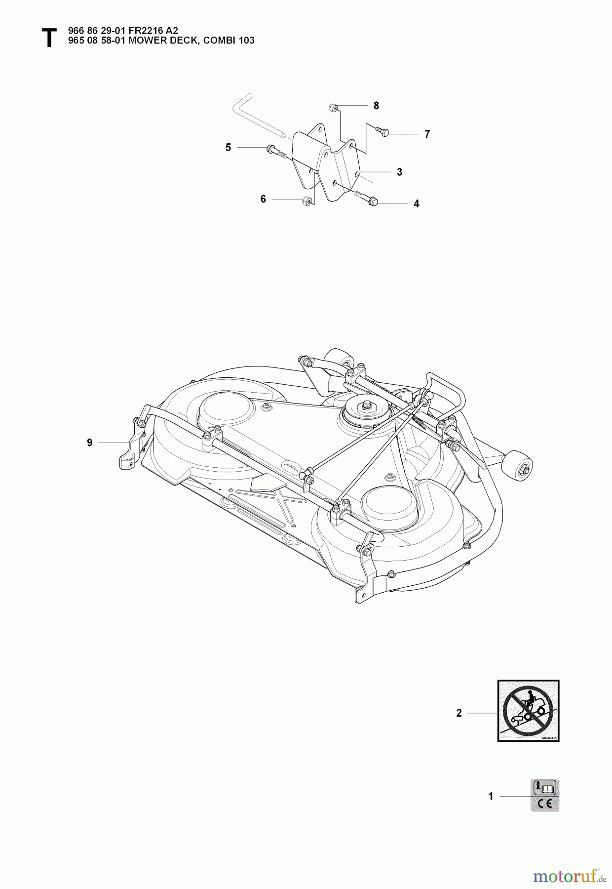 Jonsered Reitermäher FR2216 A2 (966862901) - Jonsered Rear-Engine Riding Mower (2008-01) 103CM CUTTING DECK #2