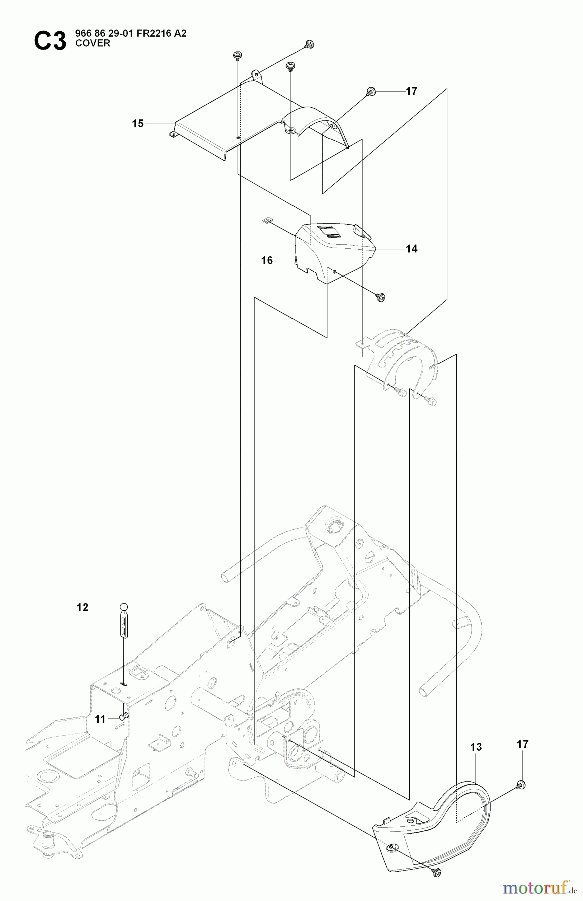 Jonsered Reitermäher FR2216 A2 (966862901) - Jonsered Rear-Engine Riding Mower (2008-01) COVER #2
