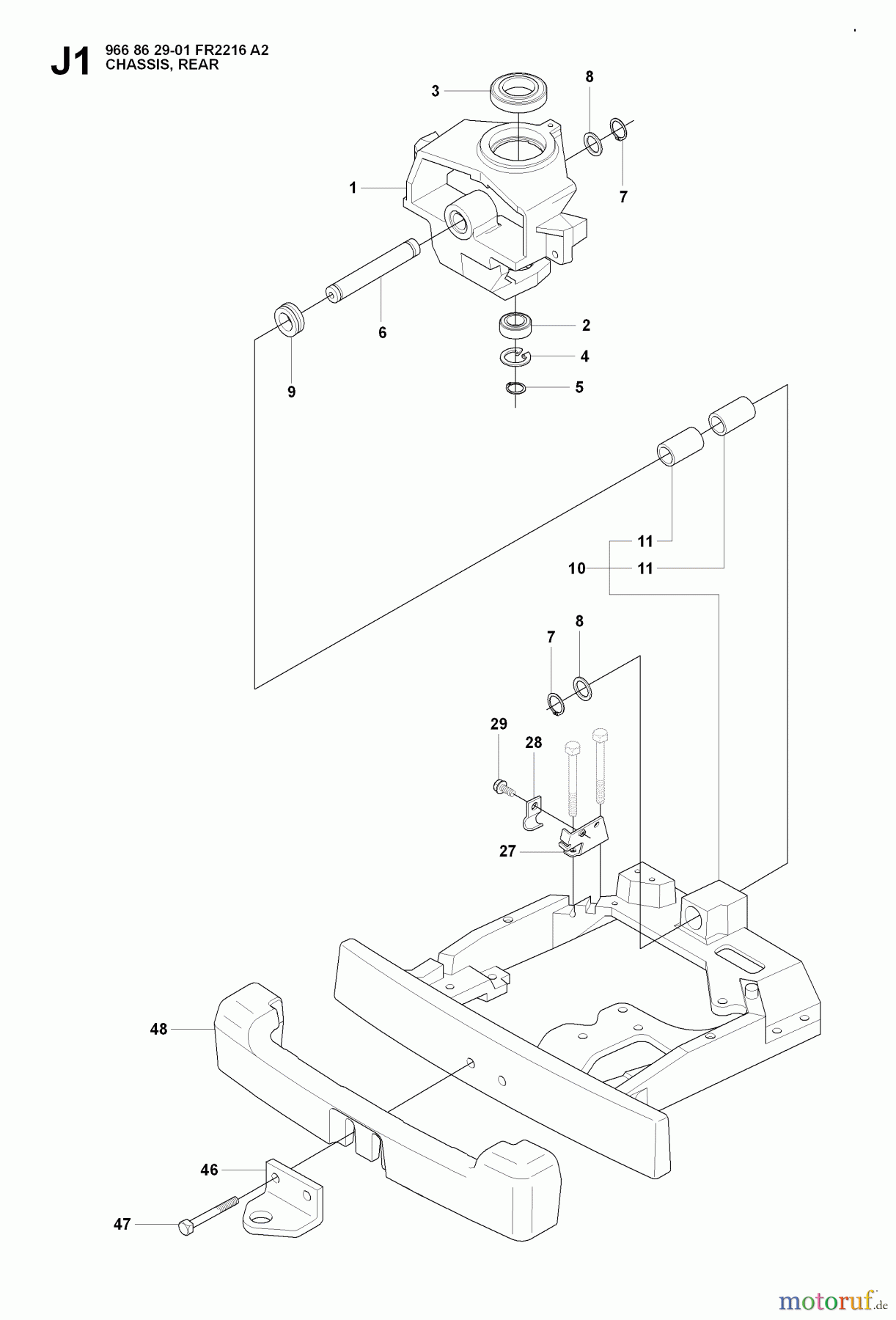 Jonsered Reitermäher FR2216 A2 (966862901) - Jonsered Rear-Engine Riding Mower (2008-01) COVER REAR #1