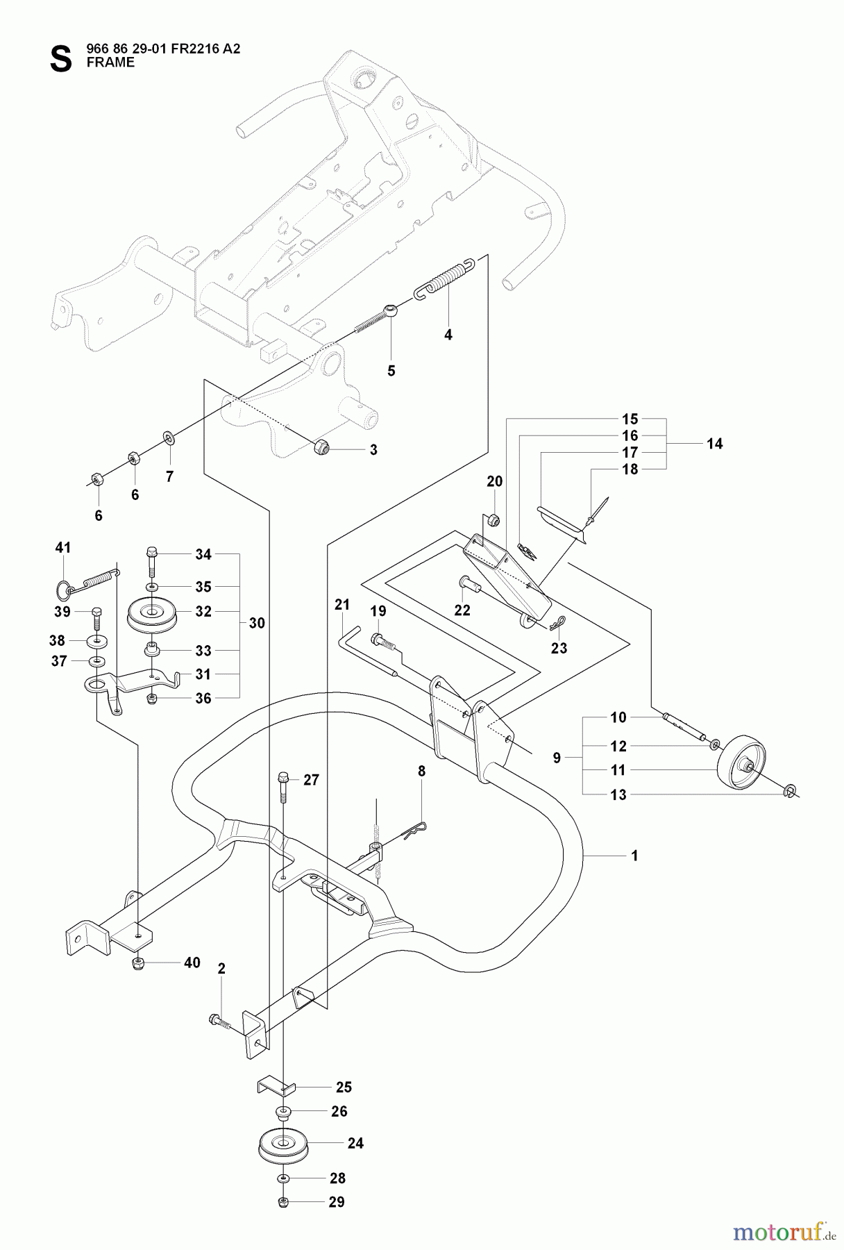 Jonsered Reitermäher FR2216 A2 (966862901) - Jonsered Rear-Engine Riding Mower (2008-01) FRAME