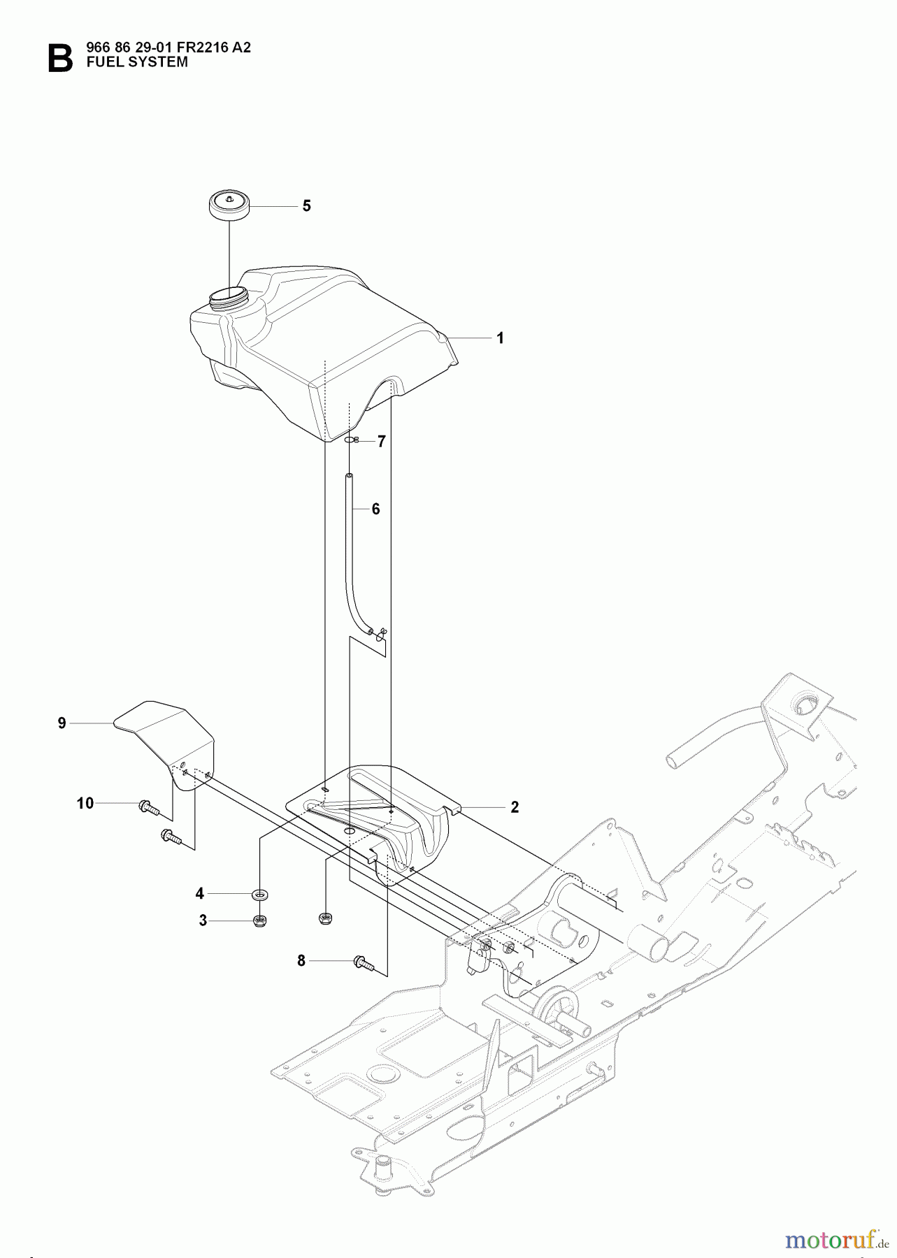 Jonsered Reitermäher FR2216 A2 (966862901) - Jonsered Rear-Engine Riding Mower (2008-01) FUEL SYSTEM
