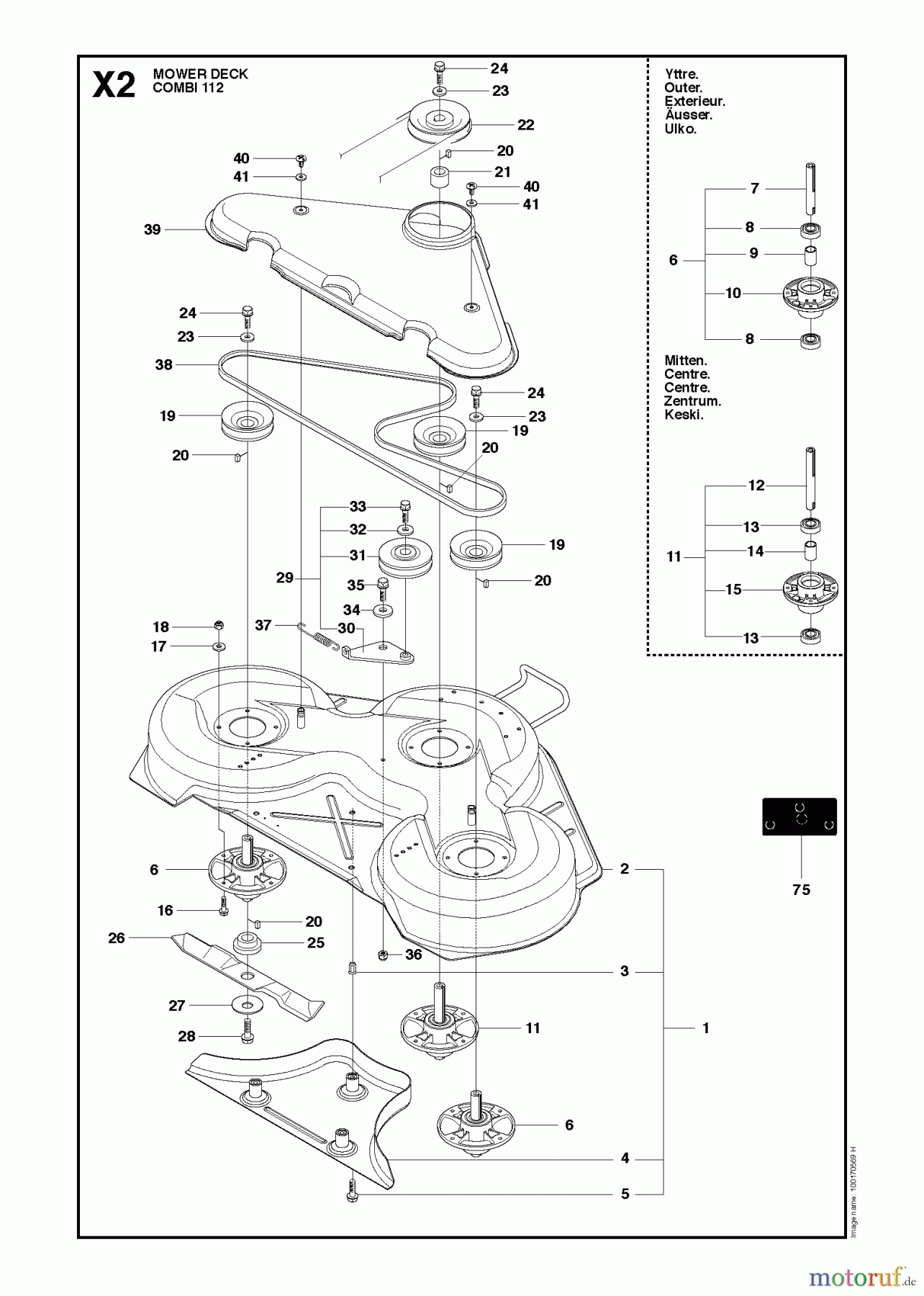 Jonsered Reitermäher FR2216 A2 (966862901) - Jonsered Rear-Engine Riding Mower (2009-02) 44 /112CM CUTTING DECK #3