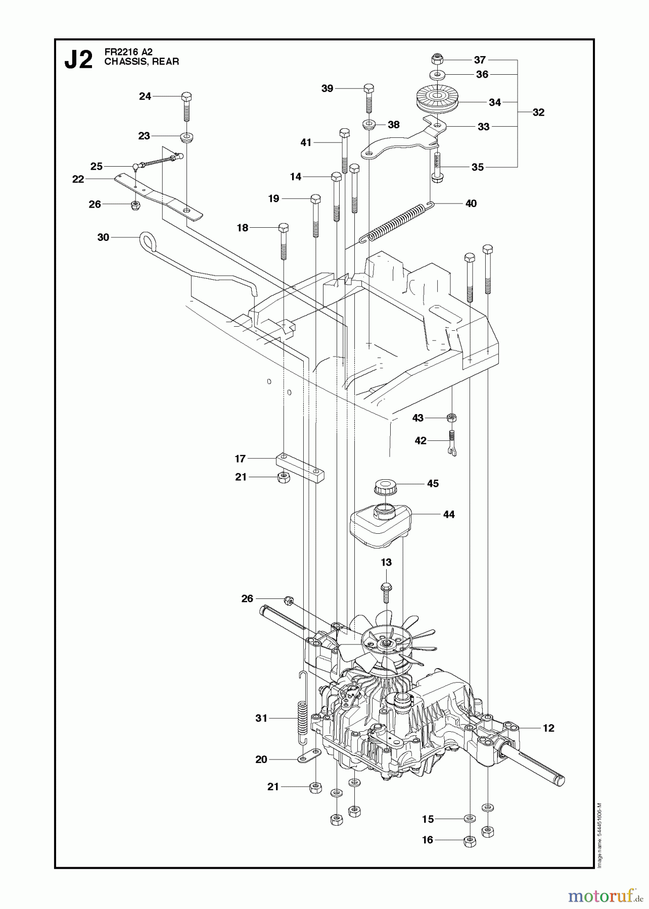 Jonsered Reitermäher FR2216 A2 (966862901) - Jonsered Rear-Engine Riding Mower (2009-02) CHASSIS REAR #1