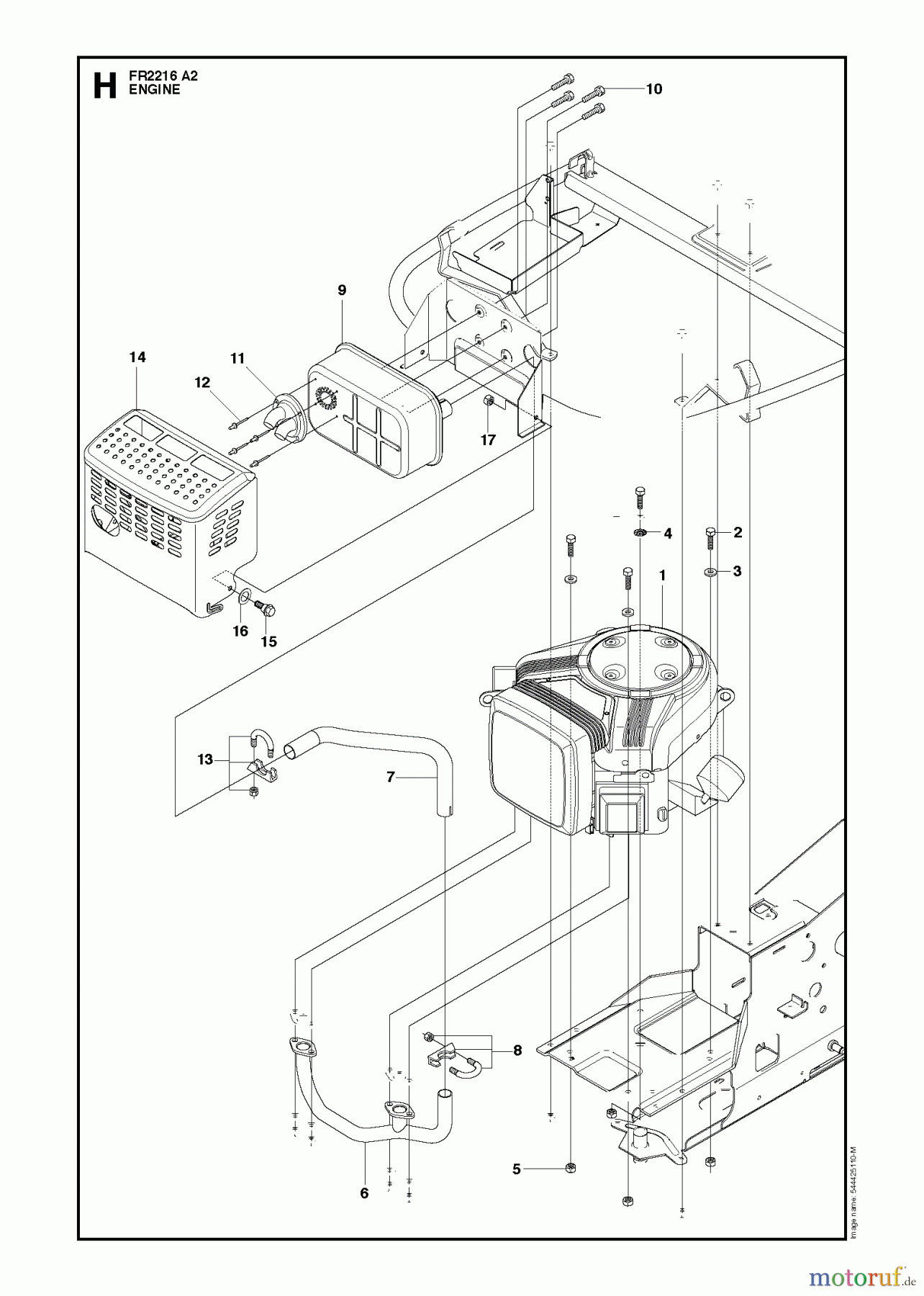  Jonsered Reitermäher FR2216 A2 (966862901) - Jonsered Rear-Engine Riding Mower (2009-02) ENGINE