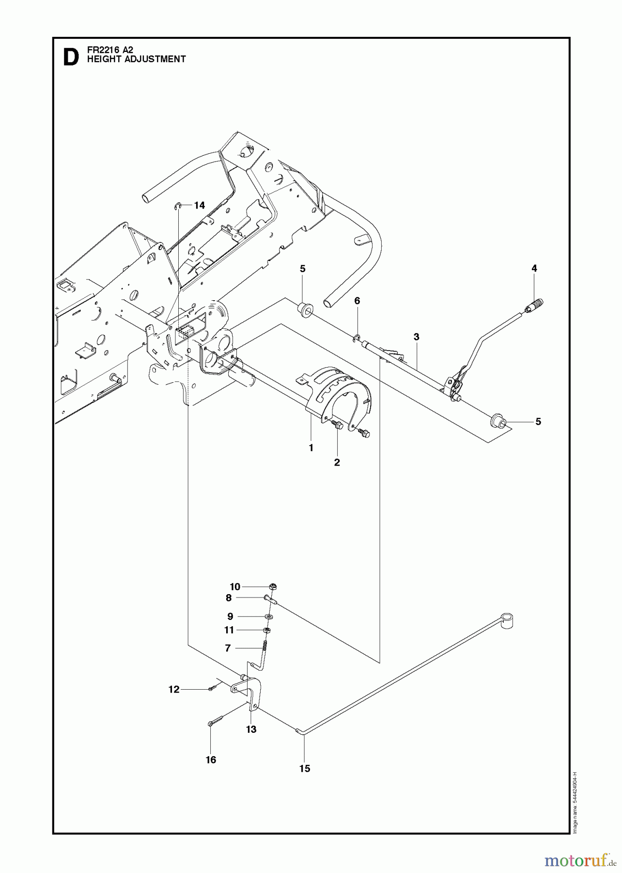 Jonsered Reitermäher FR2216 A2 (966862901) - Jonsered Rear-Engine Riding Mower (2009-02) HEIGHT ADJUSTMENT