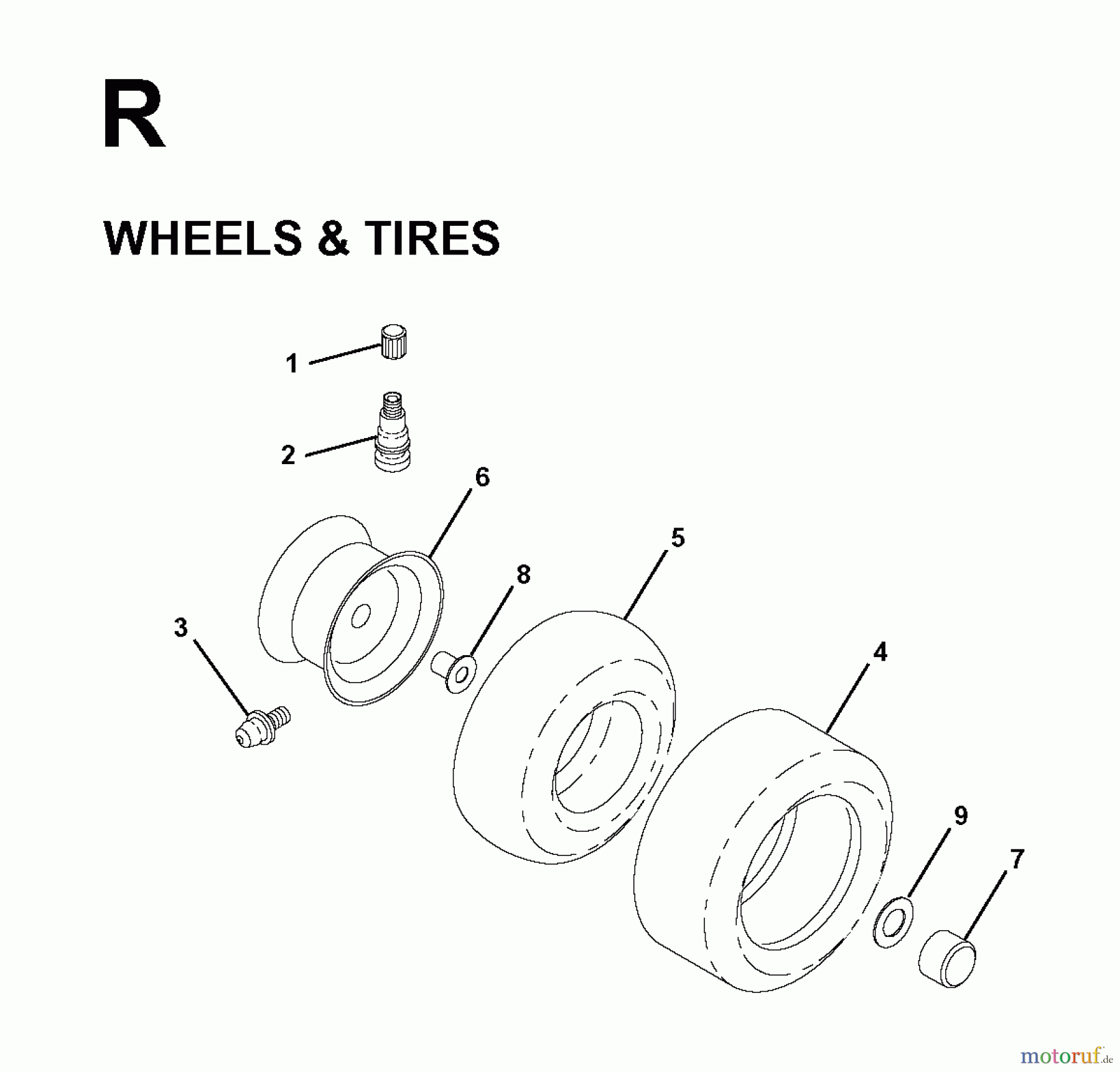 Jonsered Rasen und Garten Traktoren LR12 (1998-04) - Jonsered Lawn & Garden Tractor (Canada) WHEELS TIRES