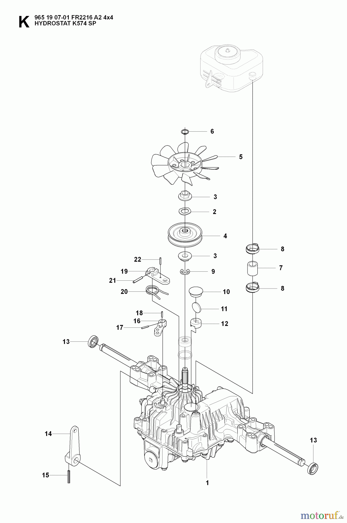 Jonsered Reitermäher FR2216 A2 4X4 (965190701) - Jonsered Rear-Engine Riding Mower (2008-01) GEAR HOUSING