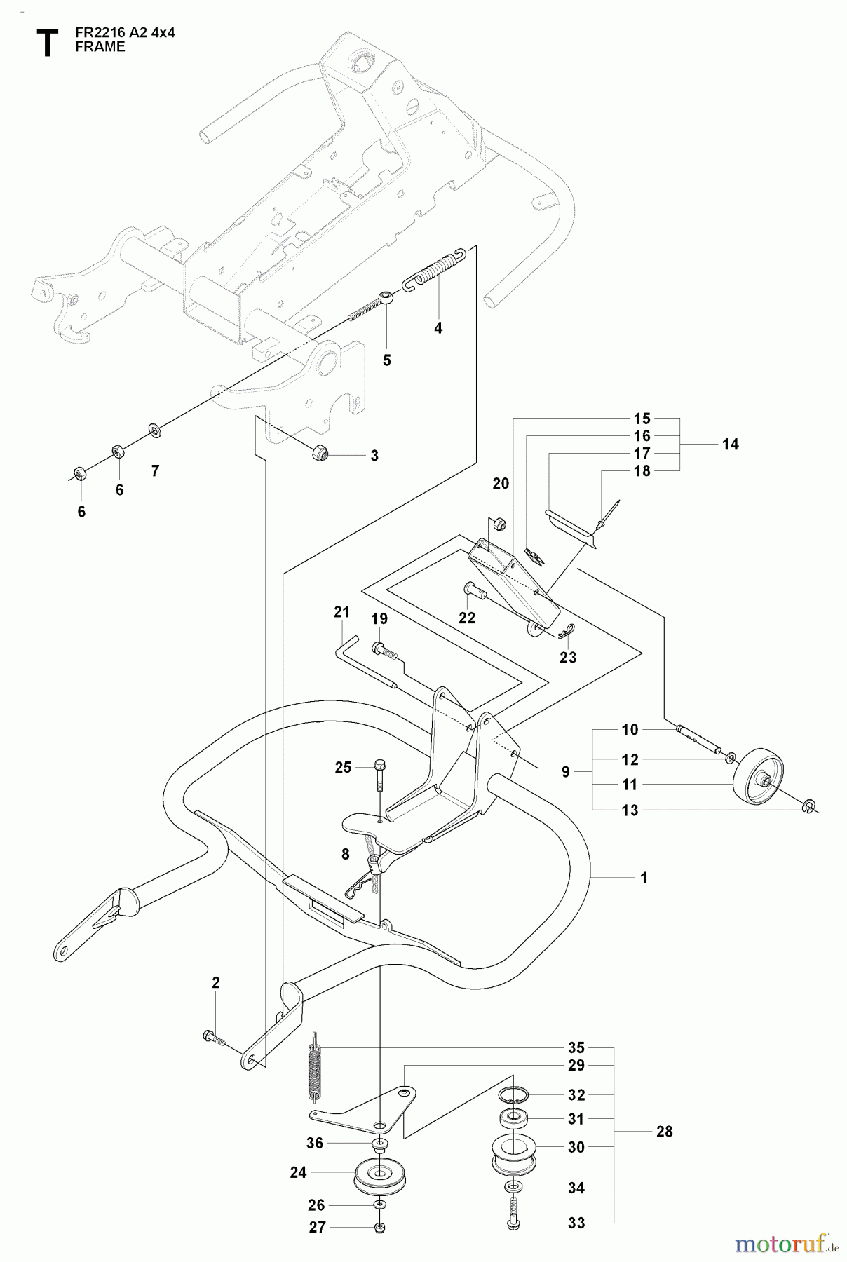 Jonsered Reitermäher FR2216 A2 4X4 (965190701) - Jonsered Rear-Engine Riding Mower (2009-02) FRAME
