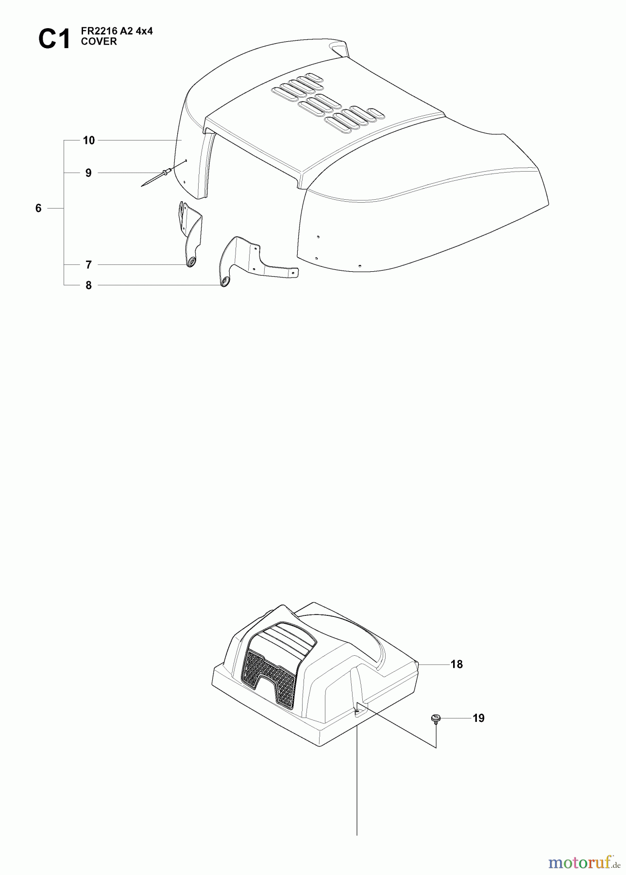Jonsered Reitermäher FR2216 A2 4X4 (965190701) - Jonsered Rear-Engine Riding Mower (2009-02) HOOD
