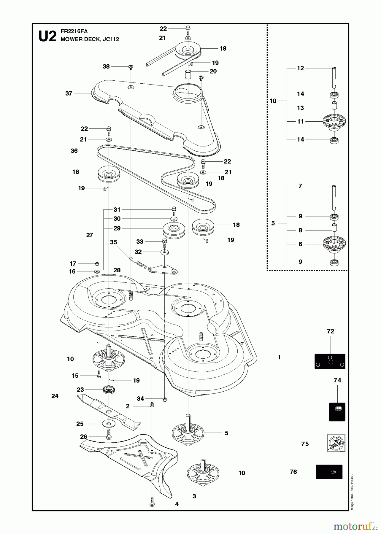  Jonsered Reitermäher FR2216 FA (966414801) - Jonsered Rear-Engine Riding Mower (2010-03) 44 /112CM CUTTING DECK #1