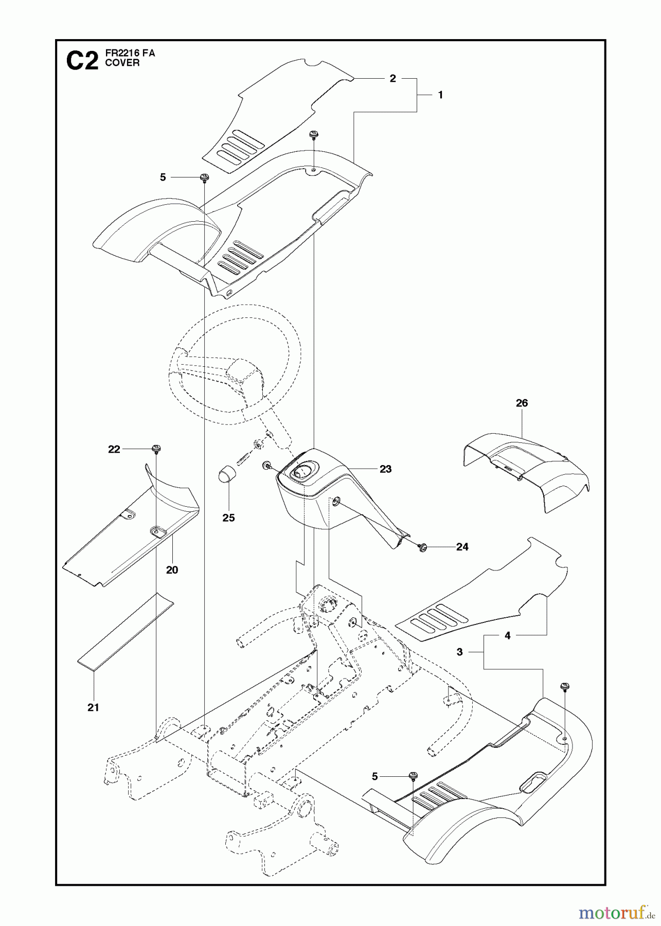 Jonsered Reitermäher FR2216 FA (966773601) - Jonsered Rear-Engine Riding Mower (2012) COVER #2