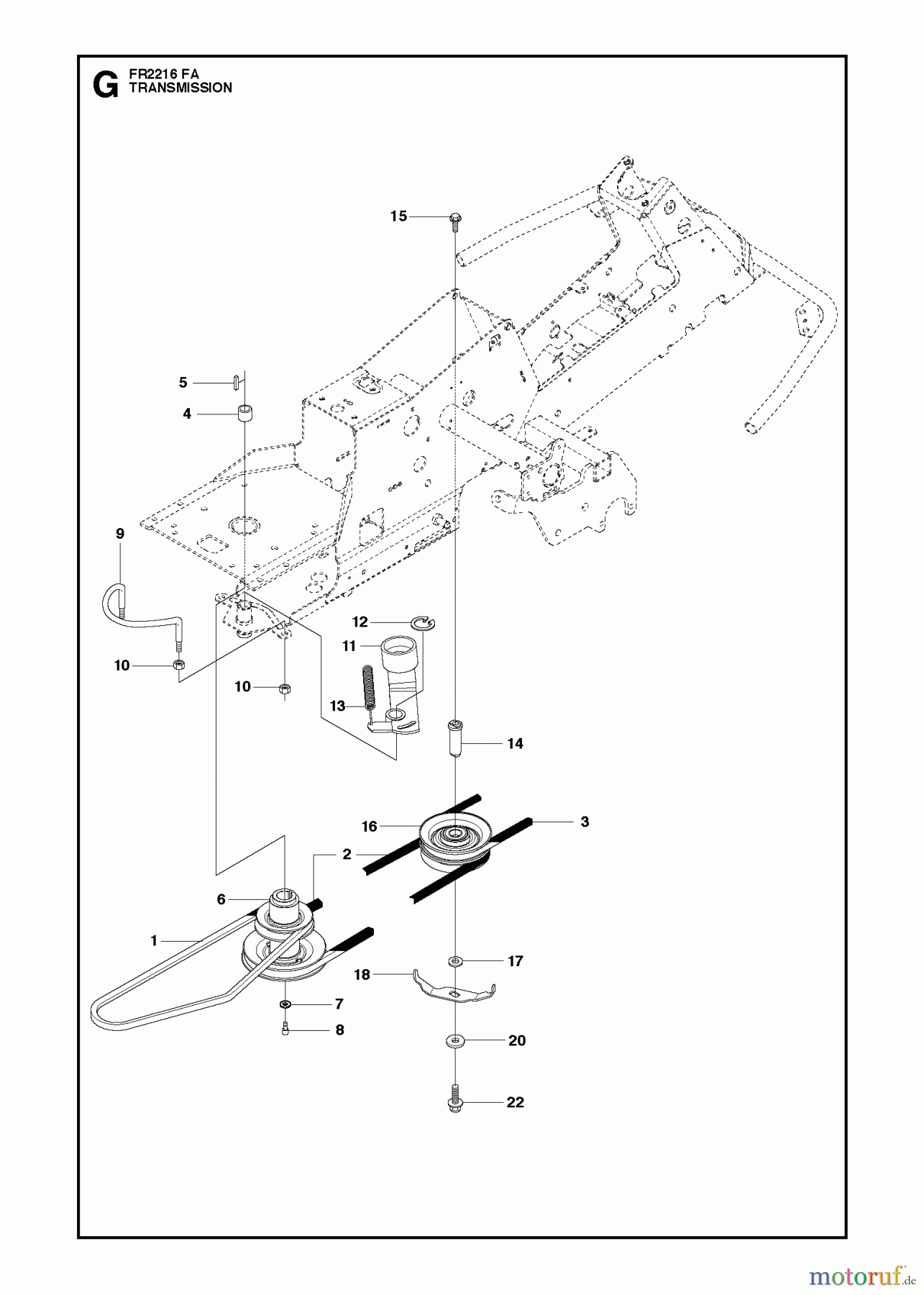 Jonsered Reitermäher FR2216 FA (966773601) - Jonsered Rear-Engine Riding Mower (2012) TRANSMISSION