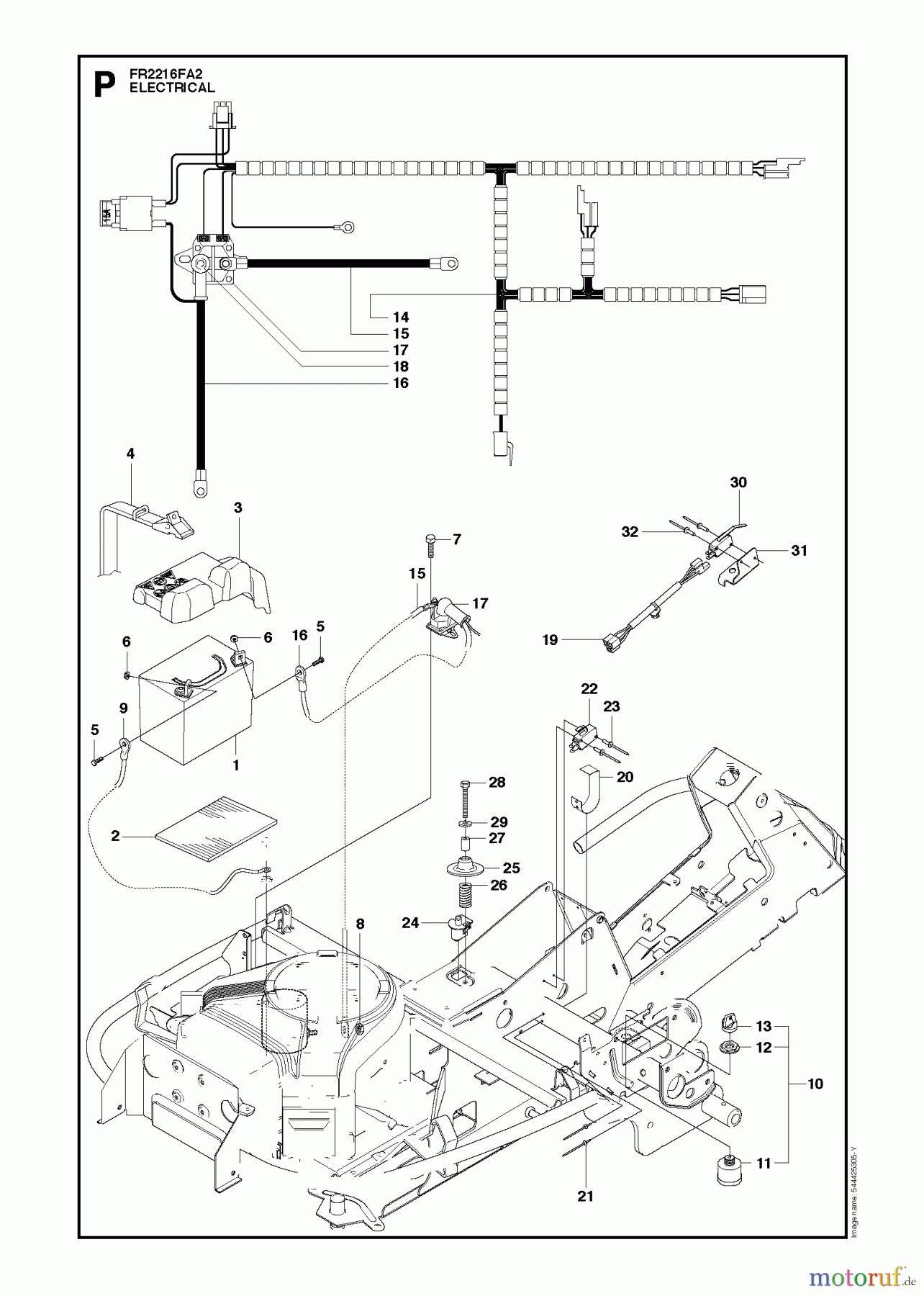  Jonsered Reitermäher FR2216 FA2 (966415101) - Jonsered Rear-Engine Riding Mower (2010-03) ELECTRICAL