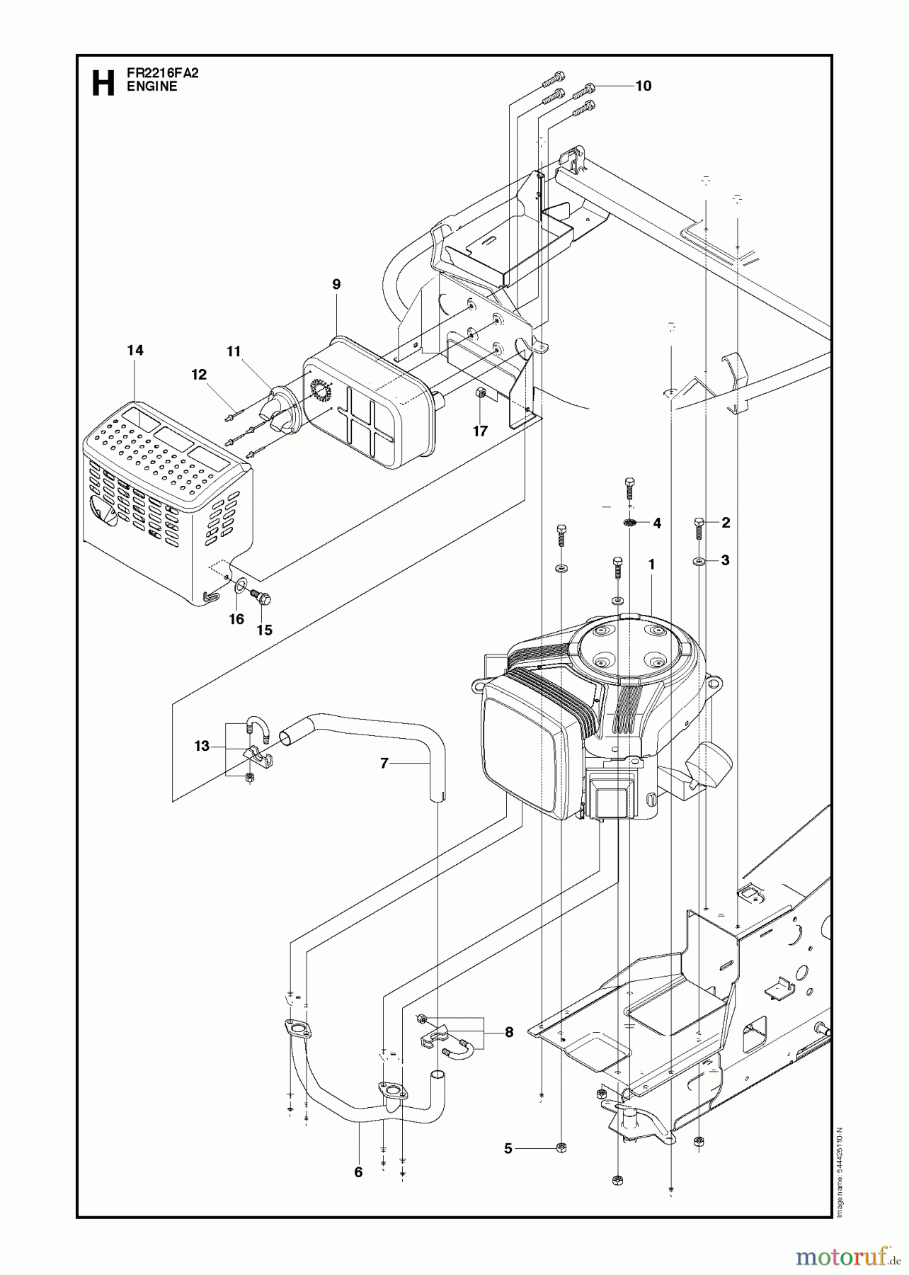 Jonsered Reitermäher FR2216 FA2 (966415101) - Jonsered Rear-Engine Riding Mower (2010-03) ENGINE