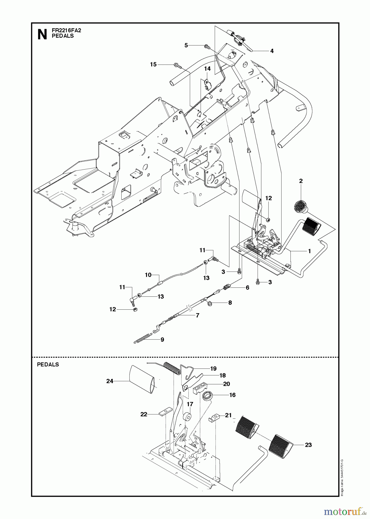 Jonsered Reitermäher FR2216 FA2 (966415101) - Jonsered Rear-Engine Riding Mower (2010-03) PEDALS