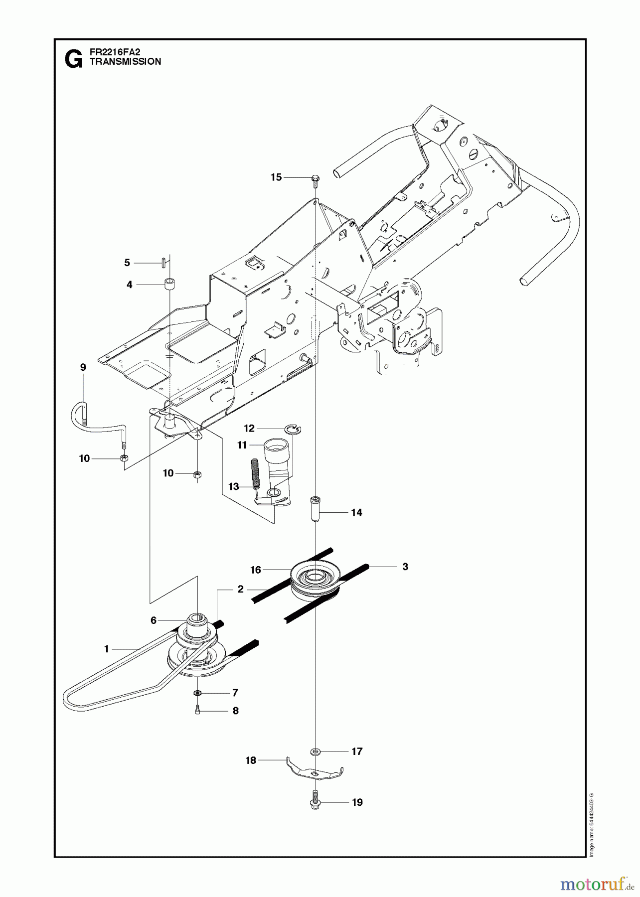 Jonsered Reitermäher FR2216 FA2 (966415101) - Jonsered Rear-Engine Riding Mower (2010-03) TRANSMISSION