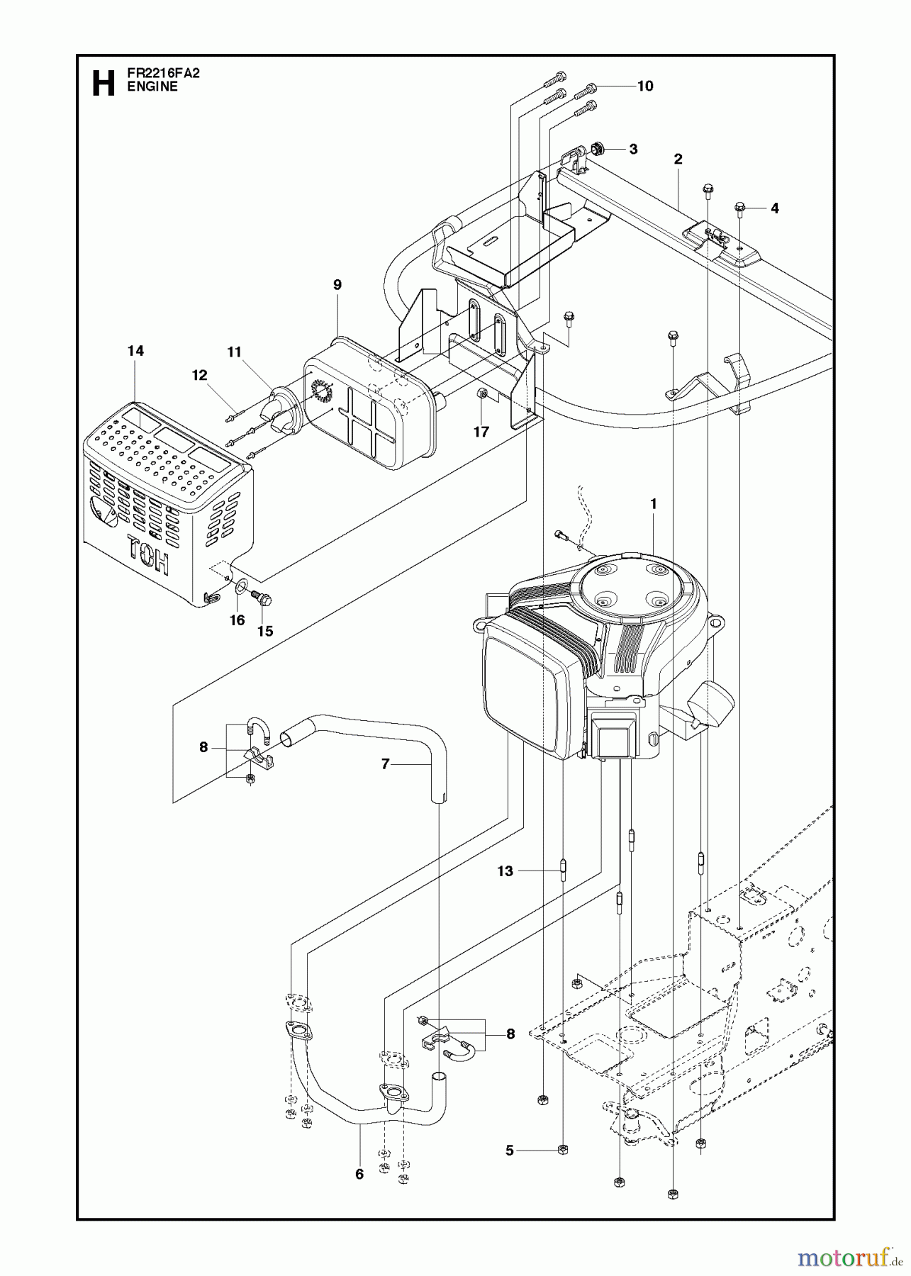 Jonsered Reitermäher FR2216 FA2 (966773801) - Jonsered Rear-Engine Riding Mower (2012) ENGINE