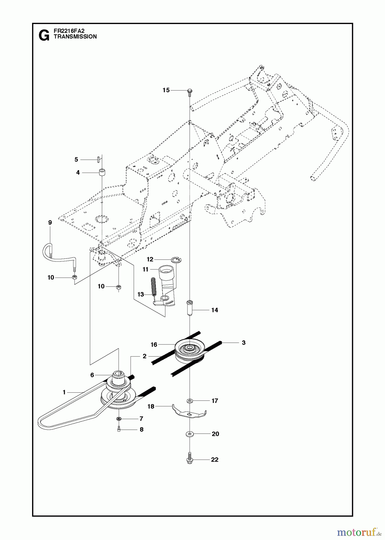 Jonsered Reitermäher FR2216 FA2 (966773801) - Jonsered Rear-Engine Riding Mower (2012) TRANSMISSION