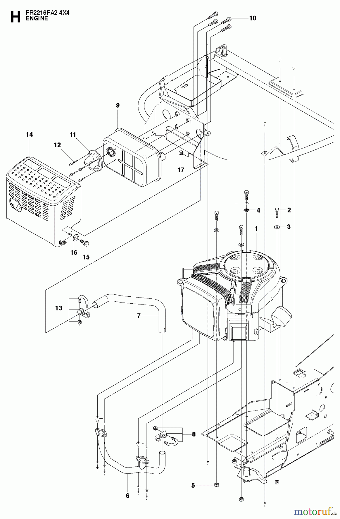 Jonsered Reitermäher FR2216 FA2 4x4 (966415201) - Jonsered Rear-Engine Riding Mower (2010-07) ENGINE