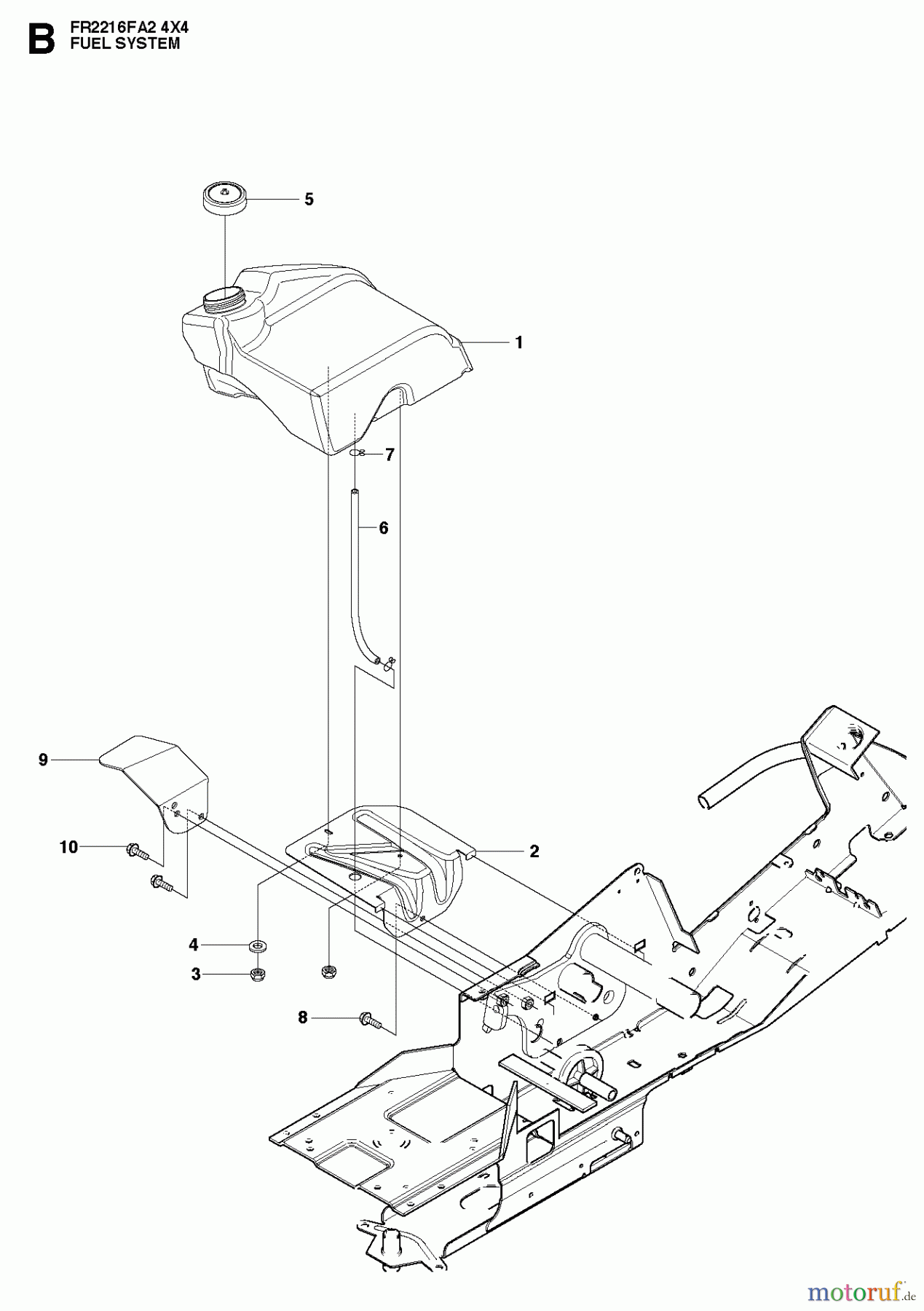 Jonsered Reitermäher FR2216 FA2 4x4 (966415201) - Jonsered Rear-Engine Riding Mower (2010-07) FUEL SYSTEM