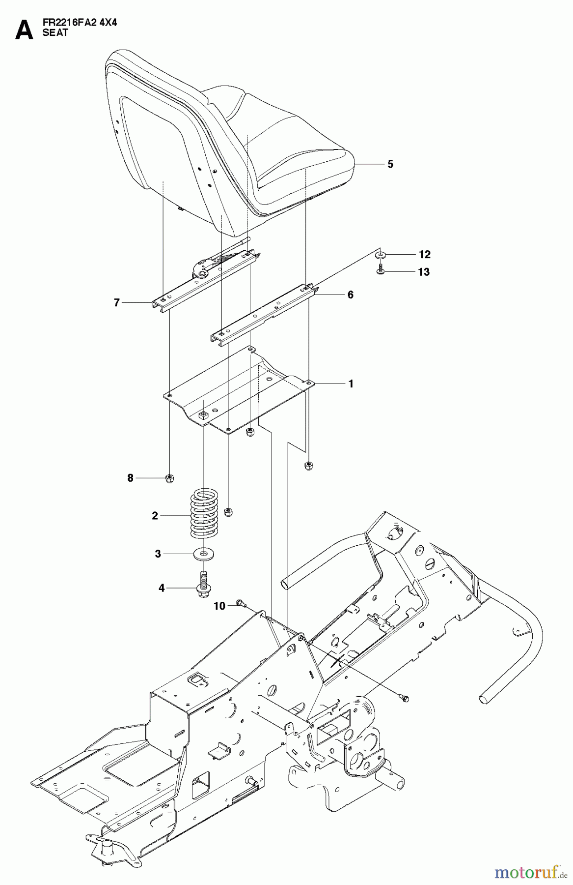 Jonsered Reitermäher FR2216 FA2 4x4 (966415201) - Jonsered Rear-Engine Riding Mower (2010-07) SEAT