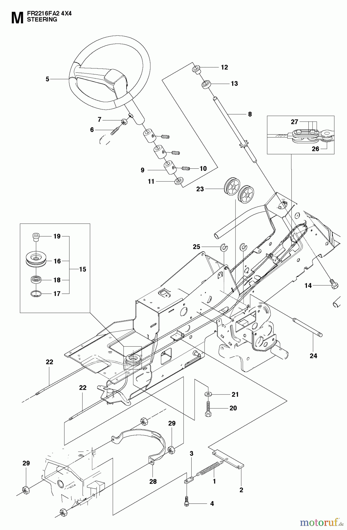Jonsered Reitermäher FR2216 FA2 4x4 (966415201) - Jonsered Rear-Engine Riding Mower (2010-07) STEERING