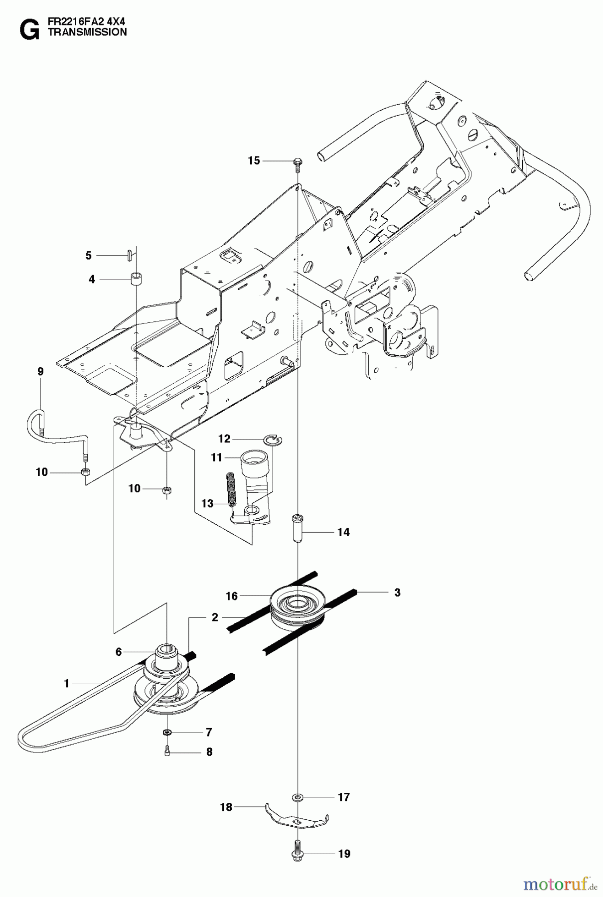 Jonsered Reitermäher FR2216 FA2 4x4 (966415201) - Jonsered Rear-Engine Riding Mower (2010-07) TRANSMISSION