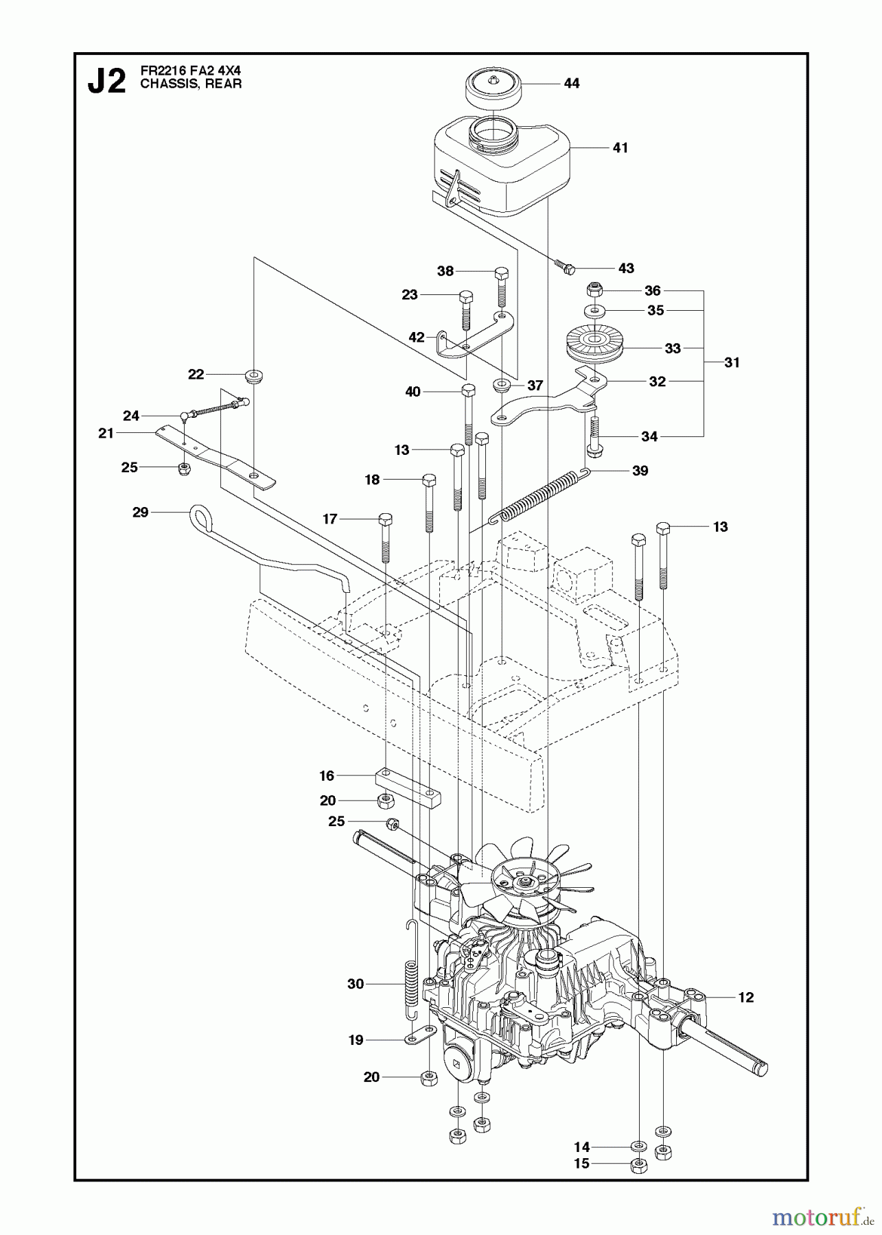 Jonsered Reitermäher FR2216 FA2 4x4 (966773901) - Jonsered Rear-Engine Riding Mower (2012) CHASSIS REAR #1